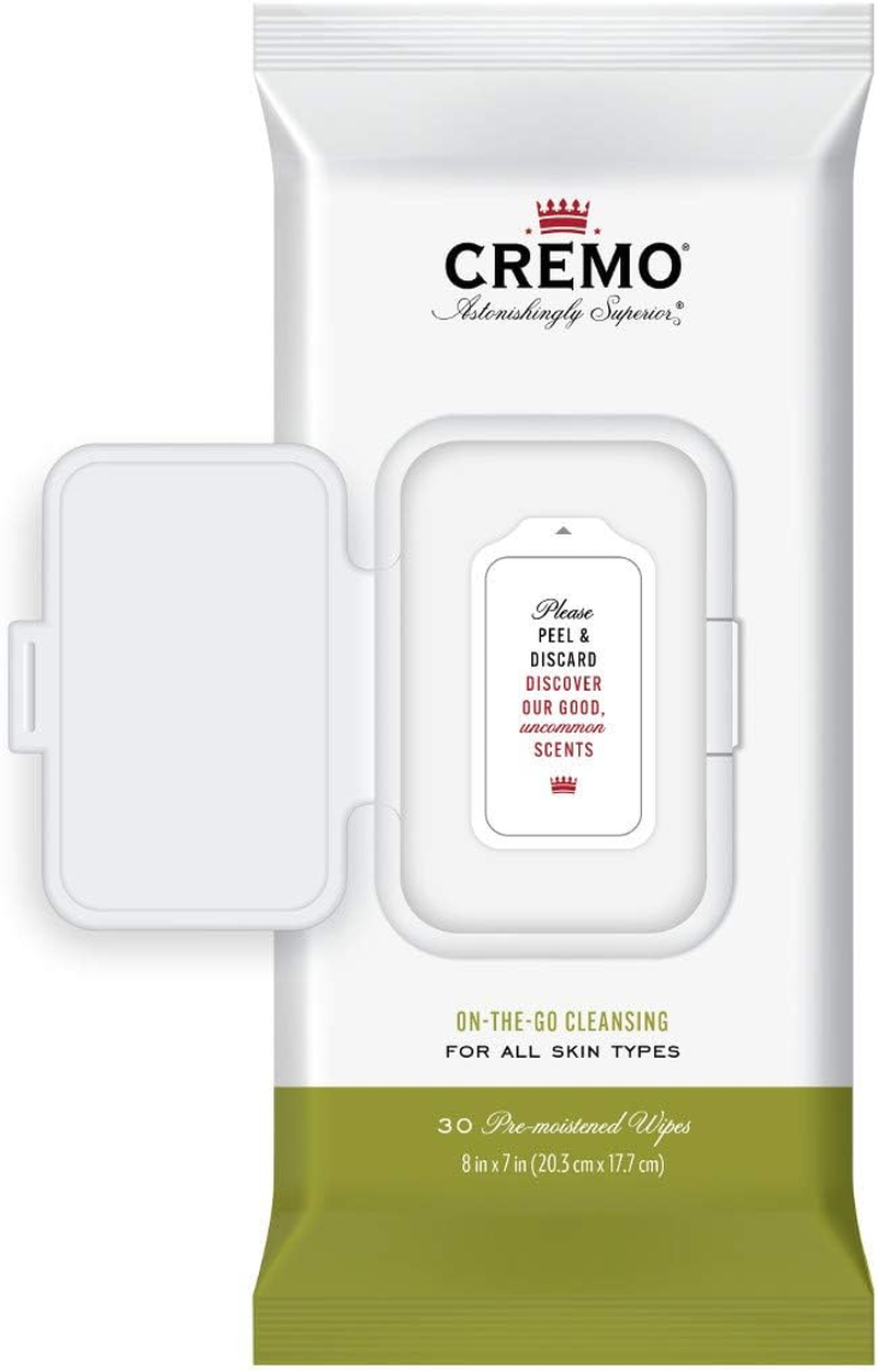 Cremo Refreshing Sage & Citrus Body Wipes, a Revitalizing Combination of Bright Mandarin, Dry Herbs and White Cedar, 60 Count