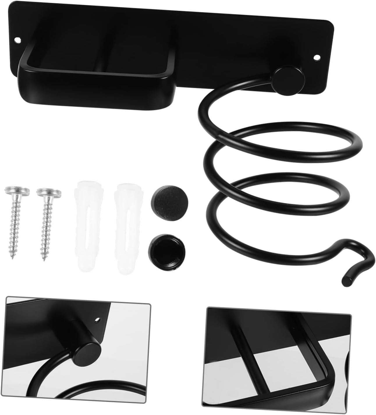 WOONEKY Space Aluminum Hair Dryer Bracket Wall-Mounted Organizer Easy to Assemble for Bathroom image number 3