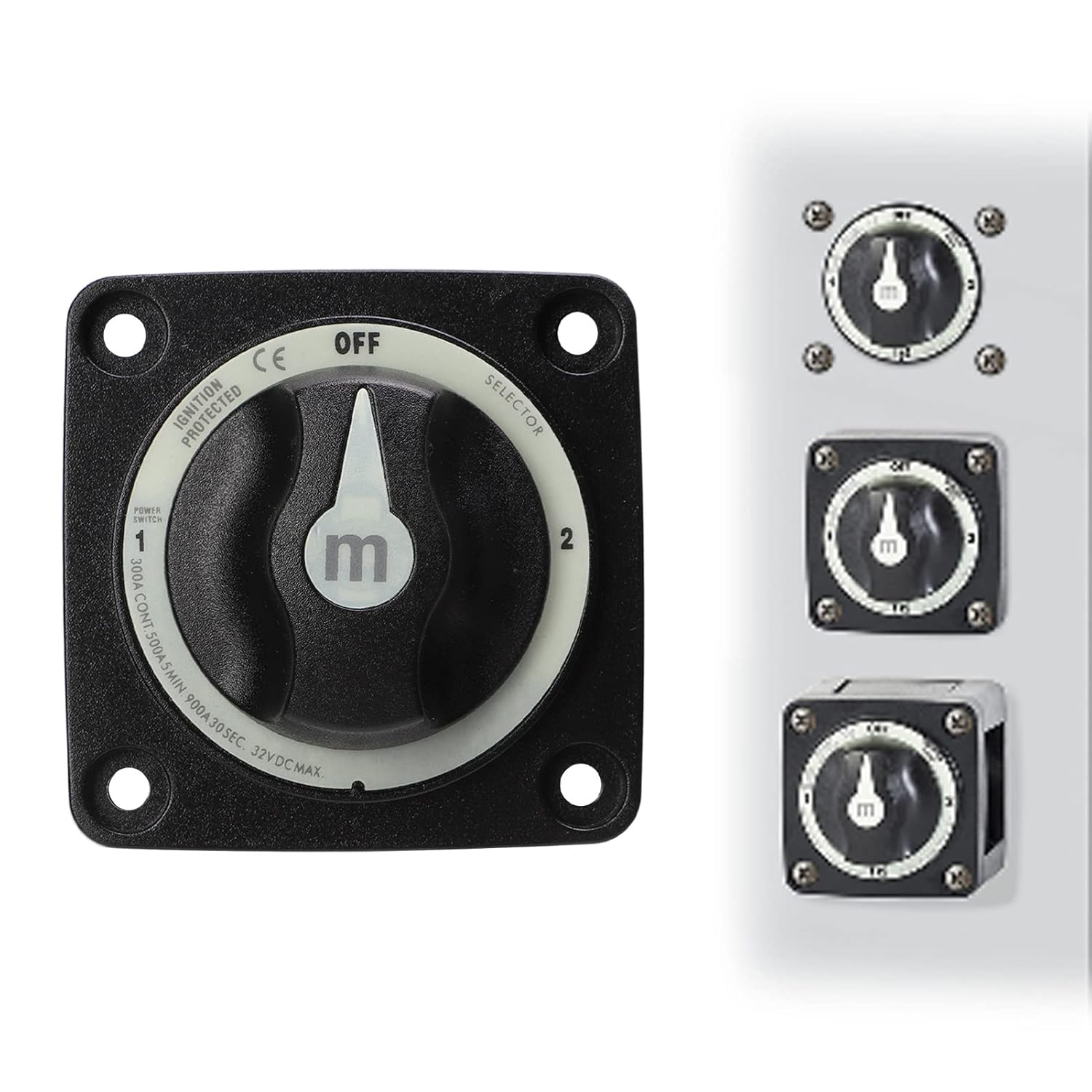 300A Battery Selector Switch, Heavy Duty 3 Position Marine Battery Cut off Switch with Tinned Copper,Ip66 Waterproof Battery Power Cut Master Switch Disconnect Isolator for RV Boat