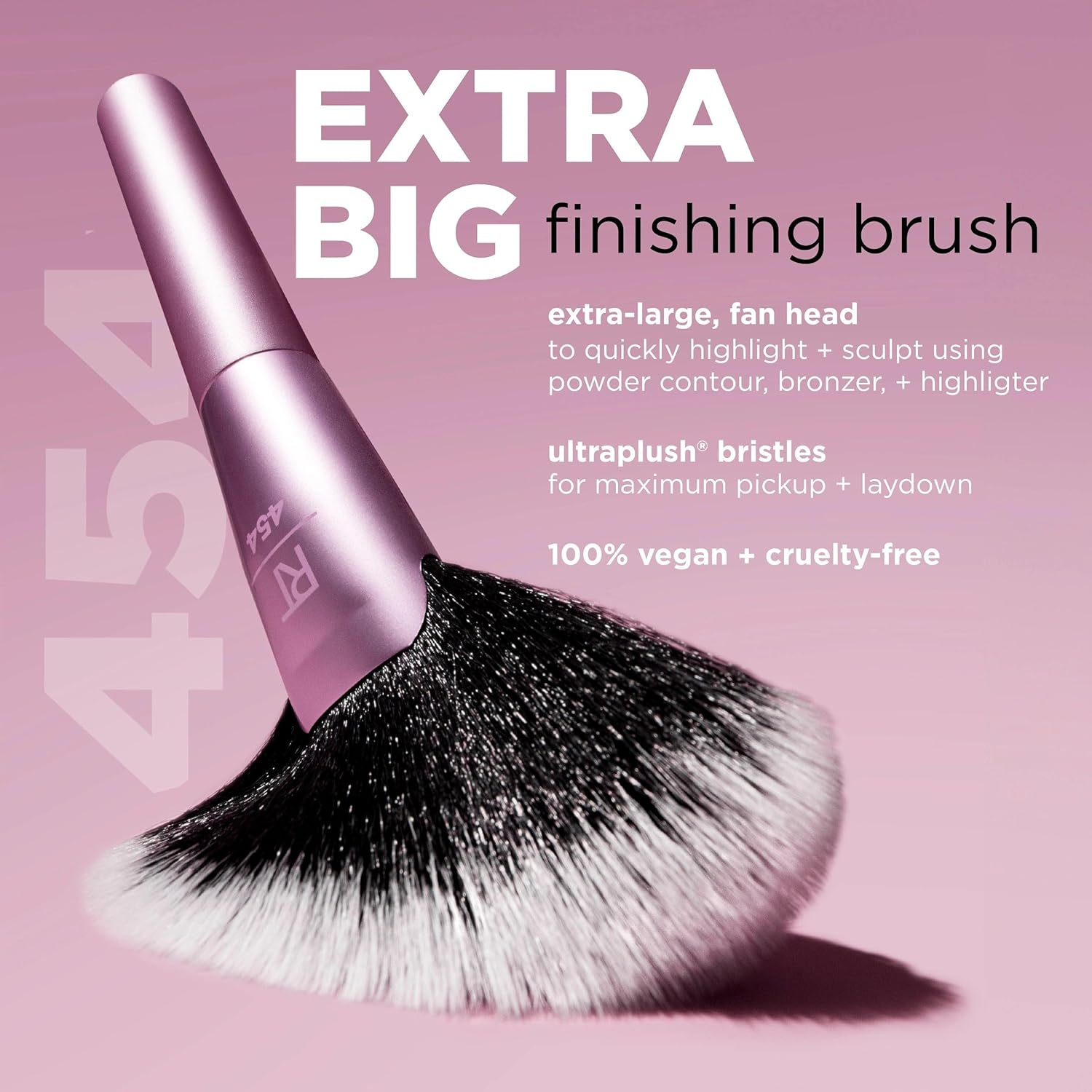 Real Techniques Extra Big Finishing Brush, Large Makeup Brush for Powder Bronzer, Highlight, & Contour, XL Fan Brush for Quick Application, Stocking Stuffer, Cruelty-Free, Synthetic Bristles, 1 Count image number 5