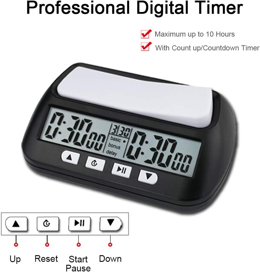 Eacam 3-In-1 Multipurpose Portable Professional Chess Clock Digital Chess Timer Game Timer - Orange image number 3