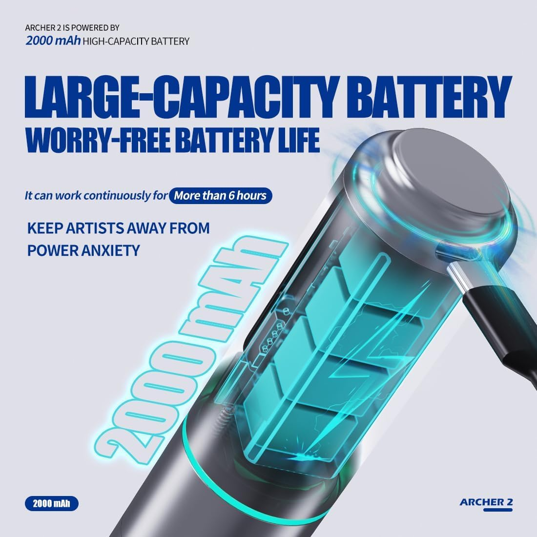 Mast A2 Wireless Tattoo Gun Pen Machine Rotary Mcore Power Motor Supply 5,000Mah Battery for 20 Hours Long Running Time image number 5