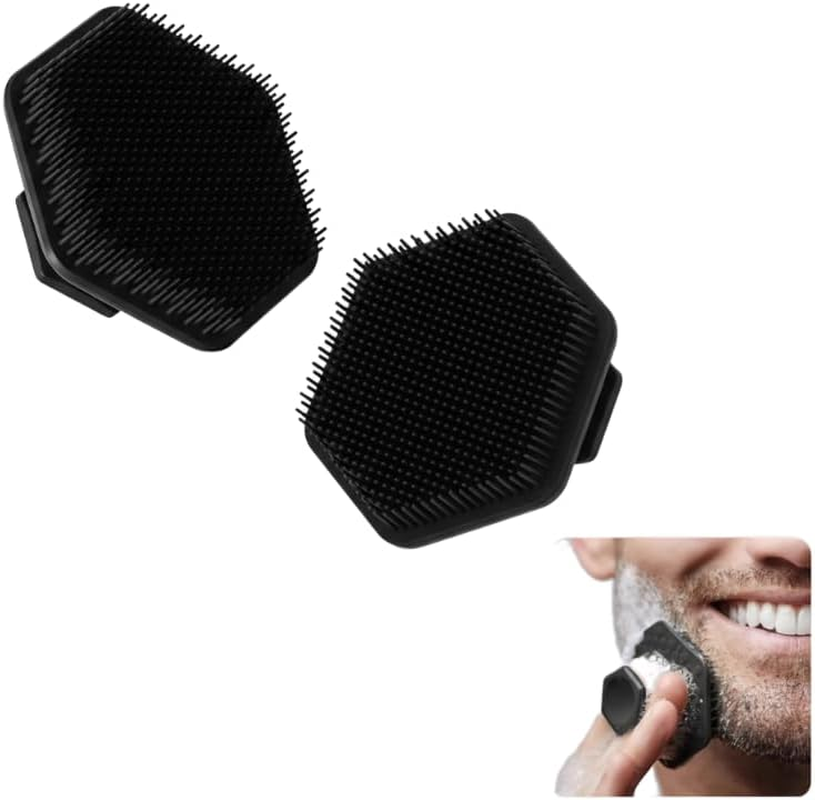 2Pcs Men'S Face Scrubber, Silicone Facial Cleansing Brush, Ergonomic Design for Deep Clean, Removes Dead Skin, Ideal for Sensitive Skin, with Hanging Hole,Charcoal