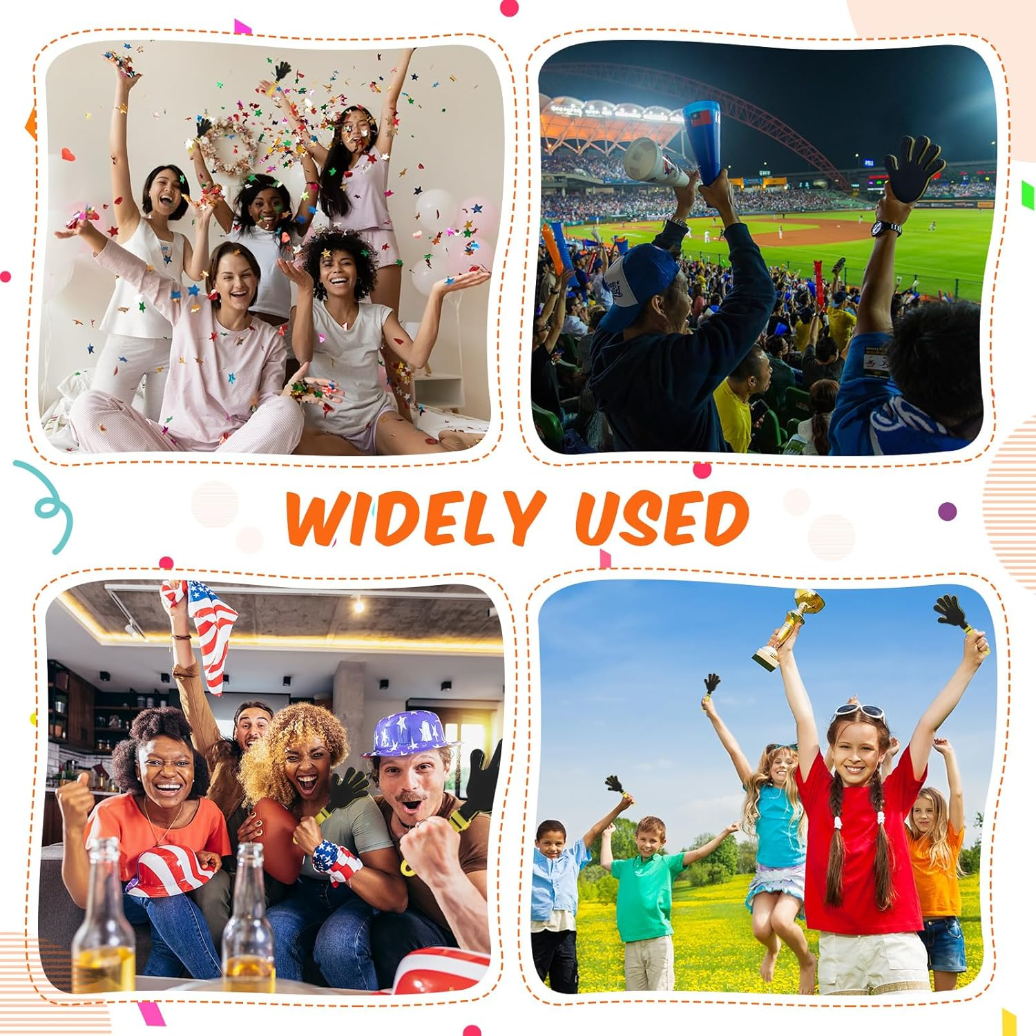 ZCYSRLQIN 24 Pcs Hand Clappers 7.5 Inch Plastic Clappers Noisemakers Party Favors Clapping Noise Maker Birthdays Game Prizes Classroom Rewards Football Sporting Events Cheers Supplies (Yellow,Black) image number 2