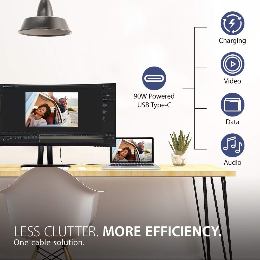 Viewsonic VP3481A UWQHD Curved Monitor with Docking Station, Black, 34-Inch Size image number 1