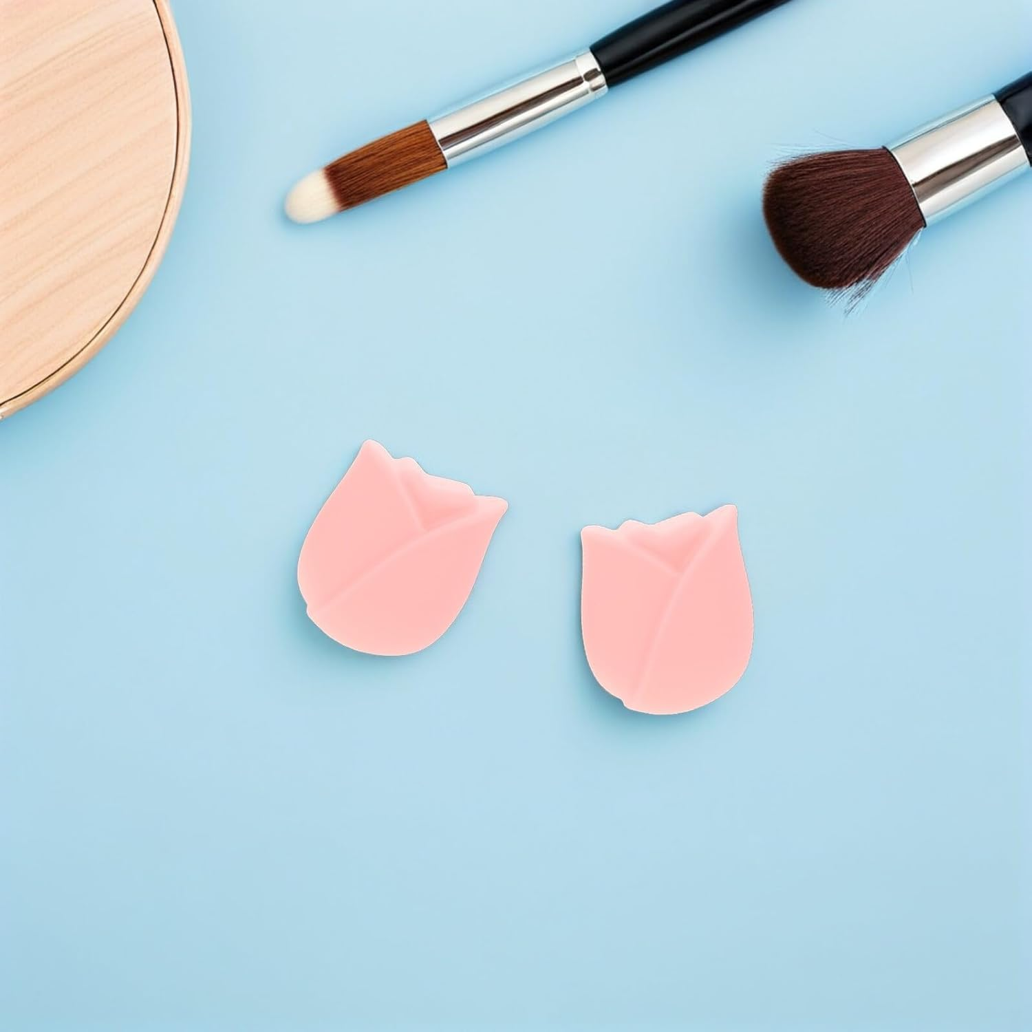 LRXIYODE Silicone Makeup Brush Holder Set of 6 Dustproof Waterproof Covers Portable Travel Makeup Brush Organizer for Women and Rose Pink image number 4