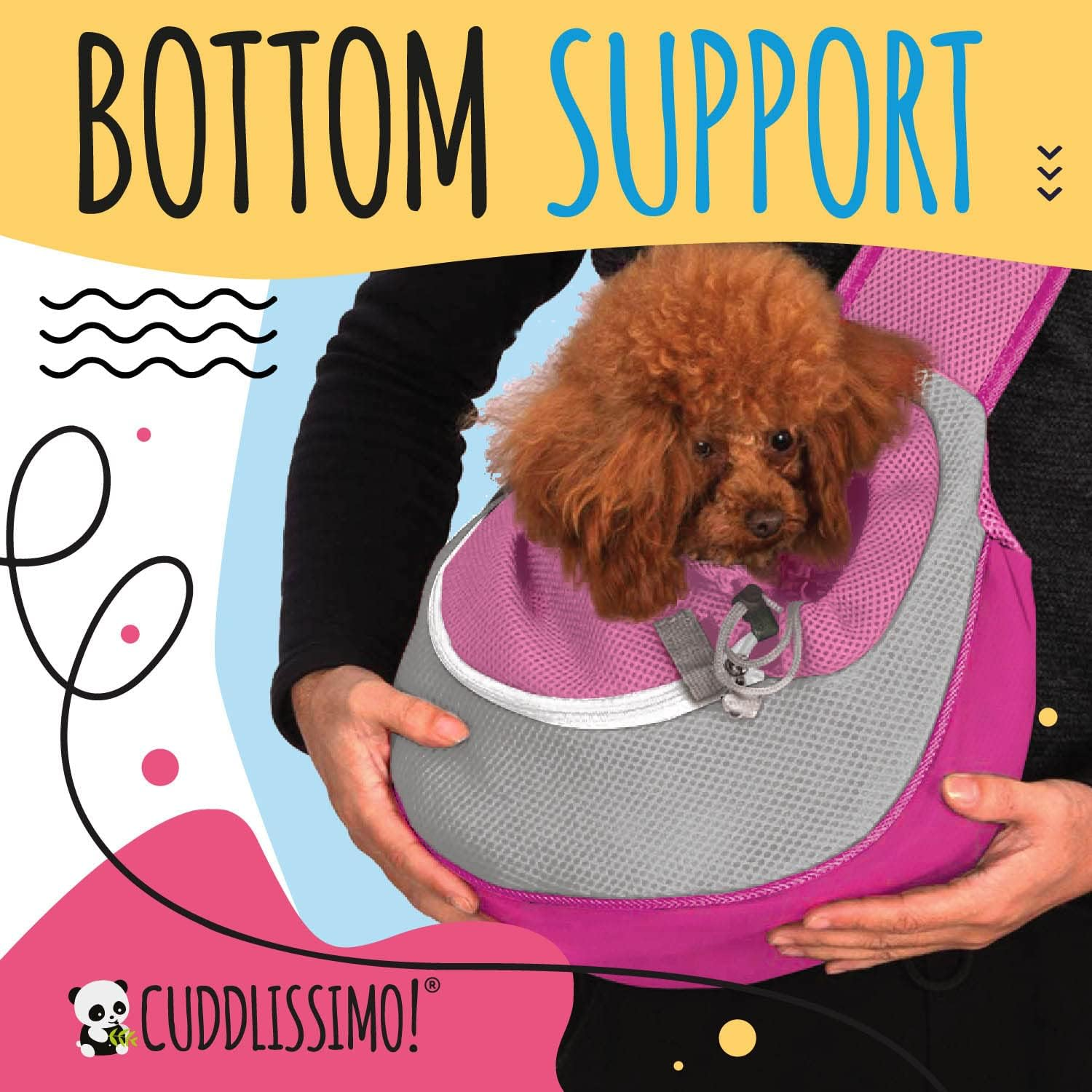 Panda Pets - Small Dog Cat Sling Pet Carrier Bag - Pink - up to 4.5Kg - Breathable, Durable - Hands Free - Secure & Convenient - Machine Washable