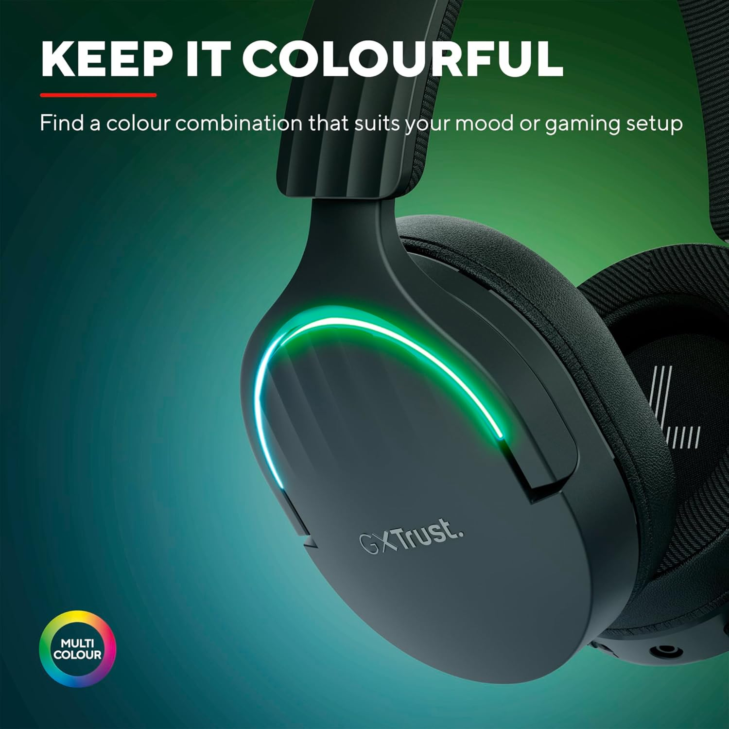 Trust Gaming GXT 491 Fayzo Gaming Headset Bluetooth + 2.4 Ghz, 7.1 Surround Sound, 22H Battery Life, 85% Recycled Plastic RGB Over-Ear Headphones Wireless Bluetooth PC PS5 PS4 Switch, Black - Black image number 6