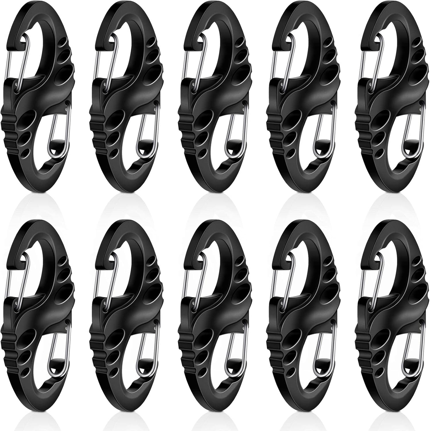 20 Pieces Small Plastic Keychains Clip 1.96 Inch/ 50 Mm Double S Biner Clips Mini Snap Hooks Keychain Buckle Tool image number 3