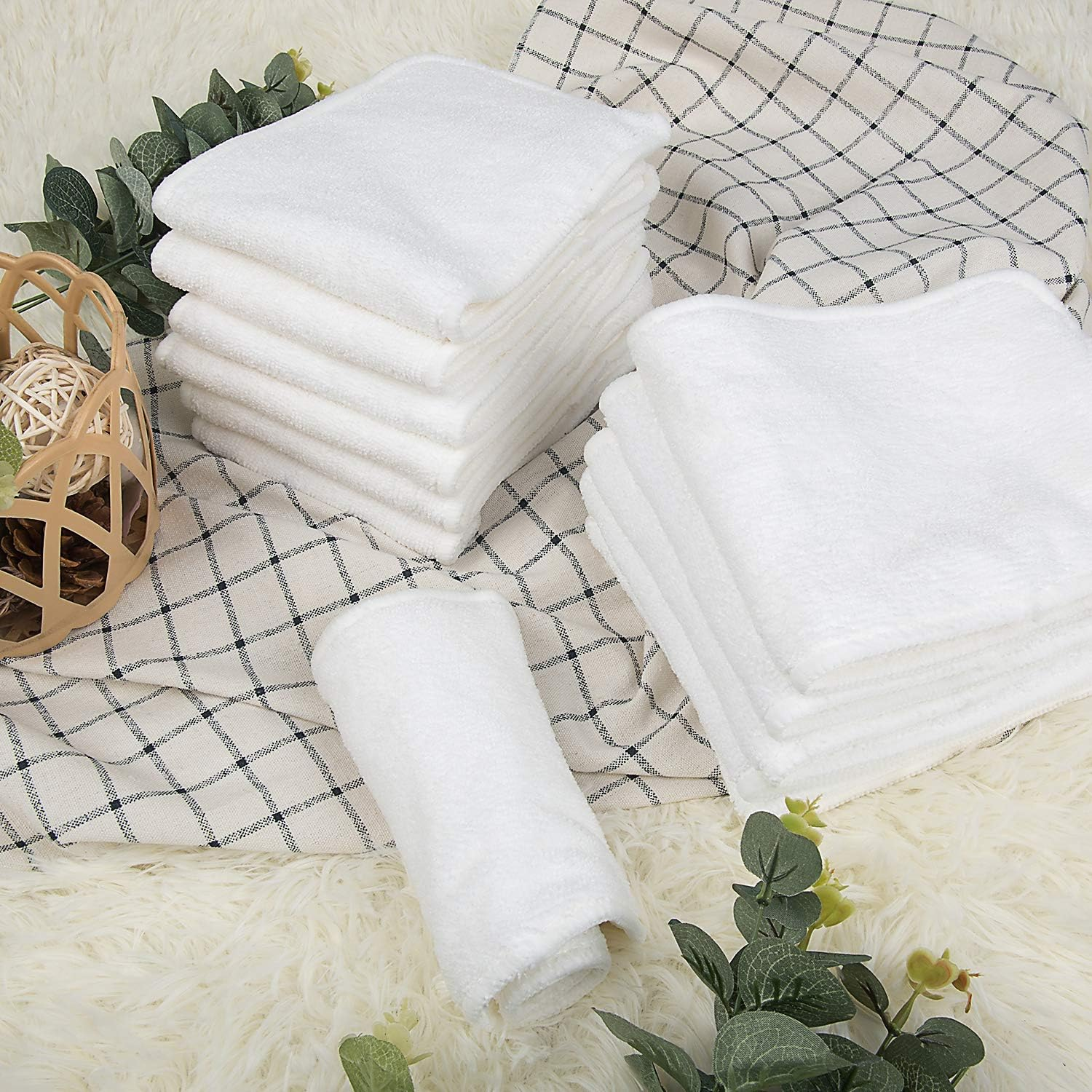 ALVABABY 12Pcs Microfiber Inserts,Soft Cloth Diaper Liner,3-Layer Absorbent Inserts,Reusable Liners for Baby Cloth Diapers 12T-AU image number 4