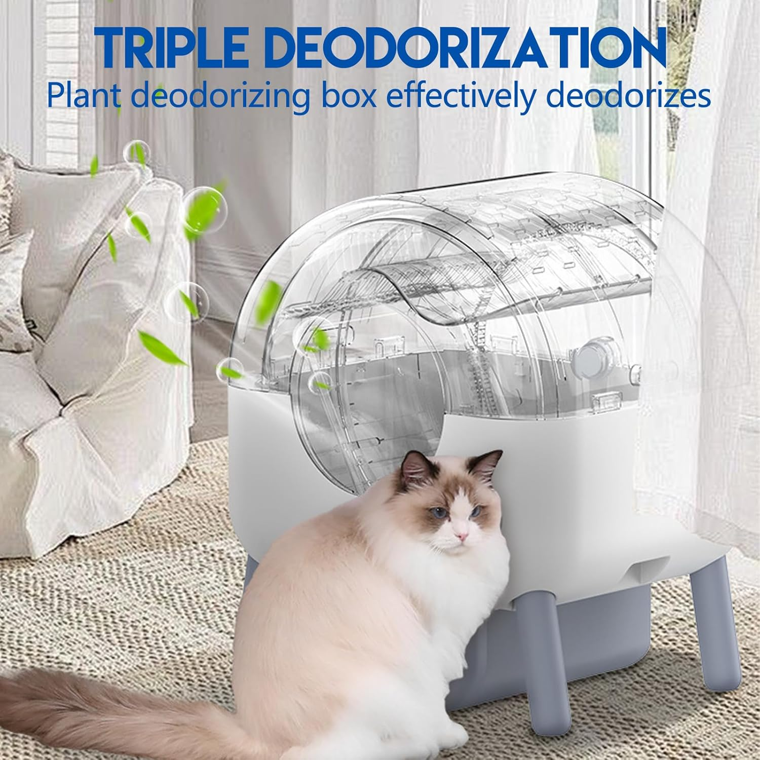 Smart Cat Litter Box Automatic Self-Cleaning with Wifi App Control 76L Extra Large Capacity Cat Litter Box LED Touch Display 10 - Fold Safety Protection image number 4