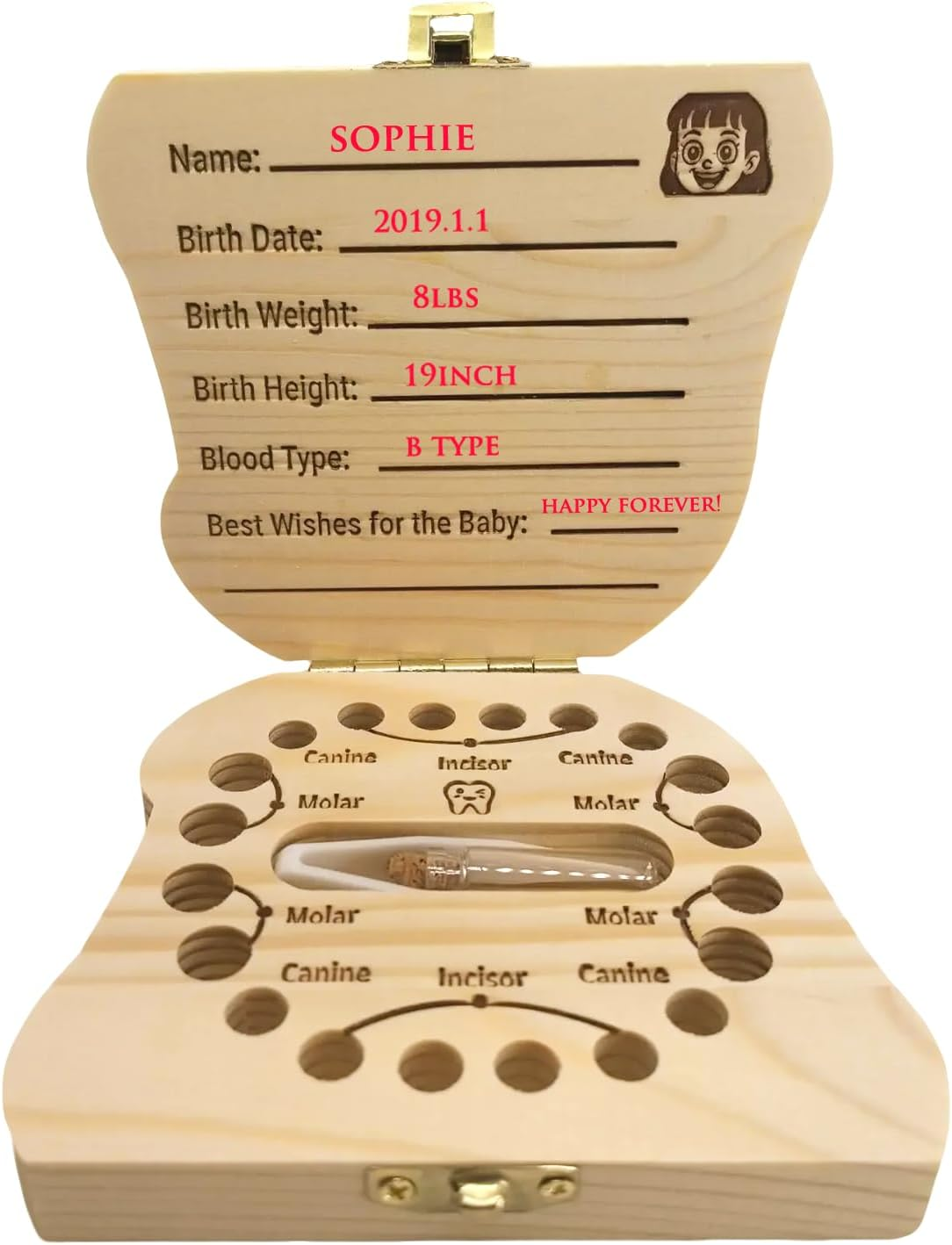 PAMBO Baby Tooth Fairy Keepsake Box- First Teeth and Curl Keepsake Box | Tooth Boxes Saver & Holders for Lost Teeth Kids-Girls - Girls image number 6