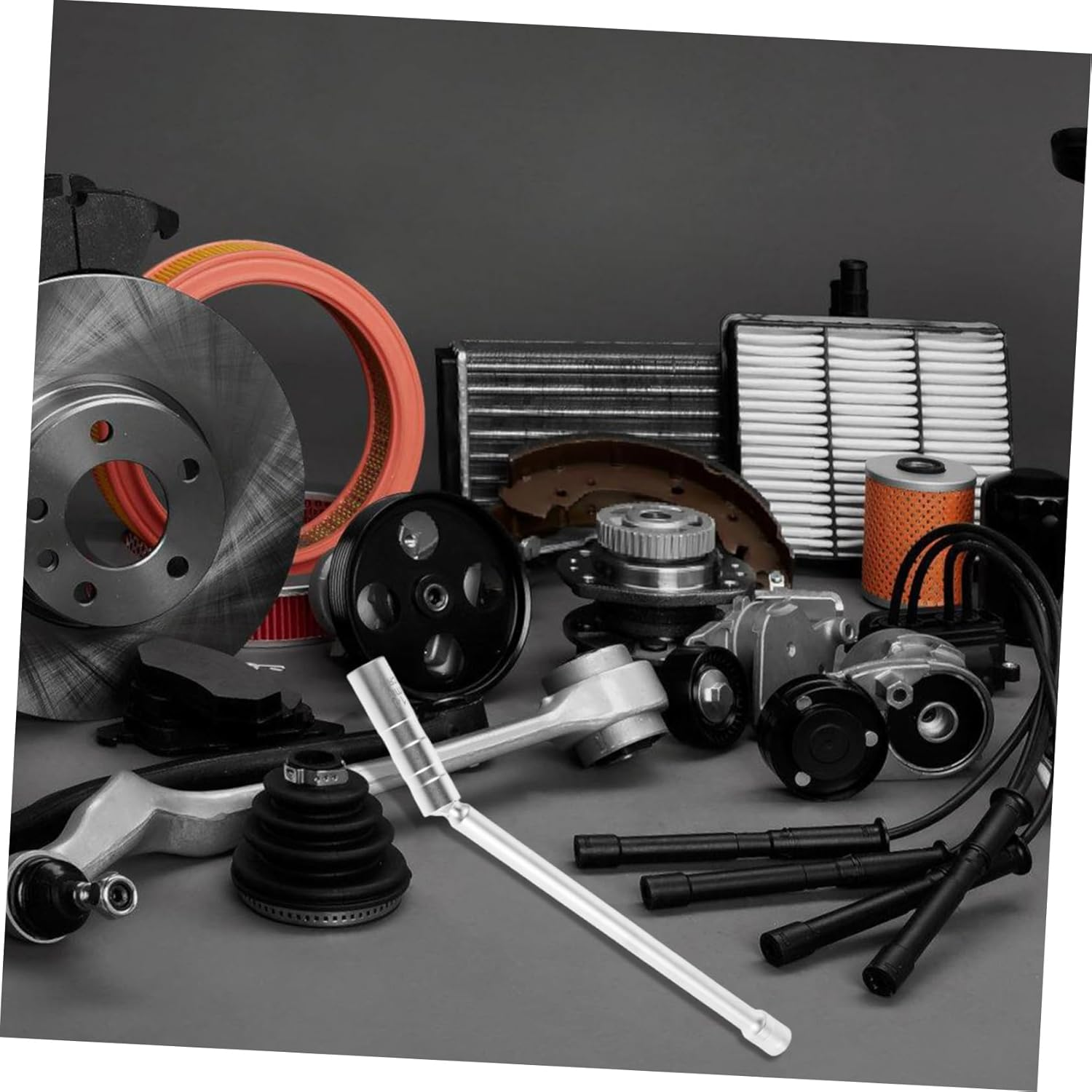 MUELODSIC Swivel Magnetic Socket Wrench Thin Metal Spark Plug Socket Removal Tool Fit Automotive Accessories Engine Repair Kit image number 1