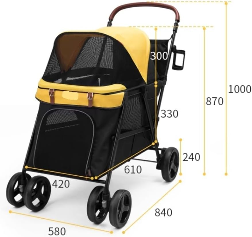 Pet Stroller Dog Stroller Cat Stroller Folding Travel Pet Stroller Dog Stroller Cat Carriage Pet Stroller for Small Medium Sized Dog Pram Dog Cat(Color:C) - C image number 4