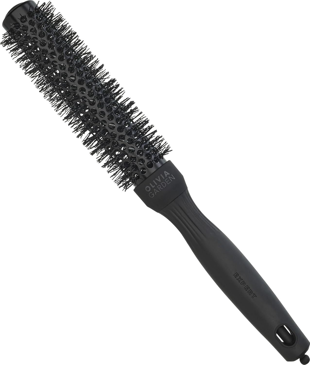 Olivia Garden Expert Blowout Speed Black Label &ndash; Matt Black - 25 - Ceramic Coated round Brush with Extra Long Barrel for 25% Faster Blowouts