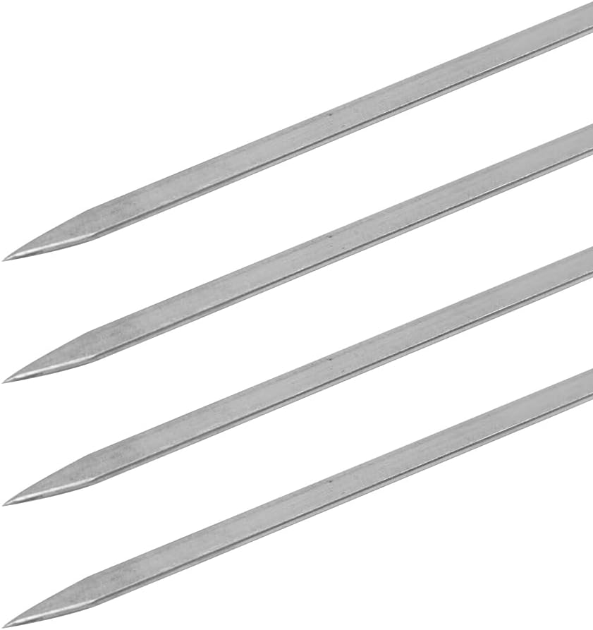 50 PCS NUZAMAS BBQ 304 Stainless Steel Barbecue Skewers 330 X3.6Mm Metal Kebab Stick Skewers Reusable Grilling Skewers for Meat and Vegetables image number 4