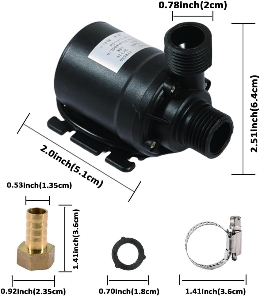 Submersible Water Pump DC 12V Brushless Pump 800L/H 5M Lift Low Noise, with Ceramic Core, for Aquarium Fountain Pond Hydroponics Solar System image number 1