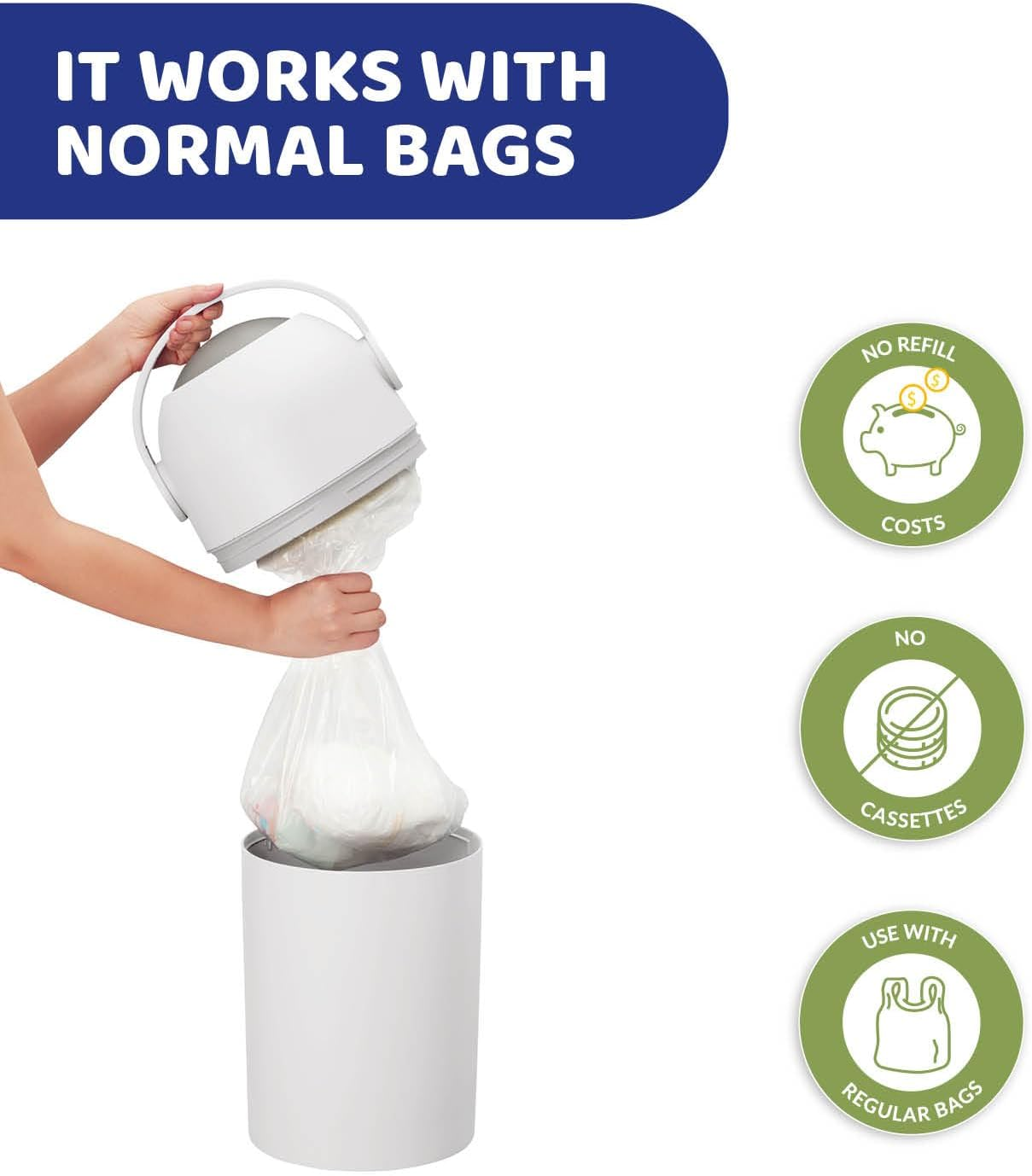 Chicco Nappy Bin Odour Proof System Use Conventional Bags image number 3