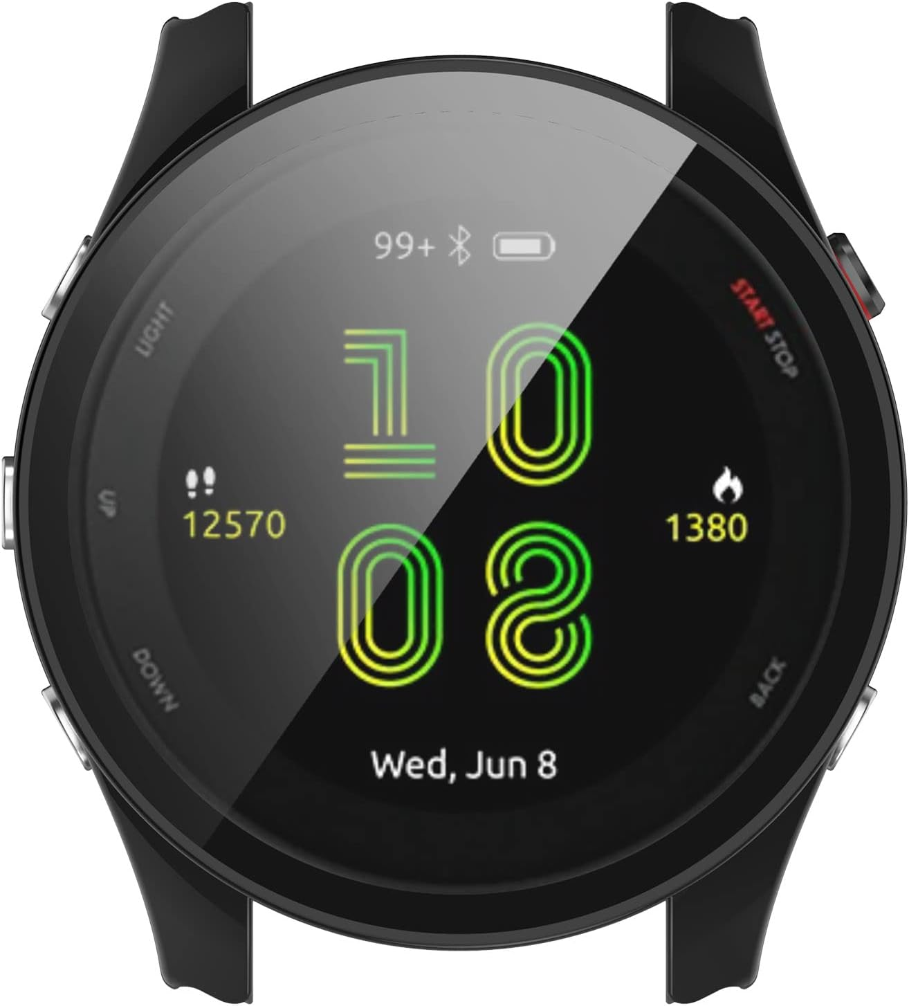 Protective Case Compatible with Garmin Forerunner 255 255 Music/255S 255S Music Screen Protector Hard PC Full Cover Tempered Glass Shell Protector Cases for Forerunner 255/255S Case,Black*2 image number 5