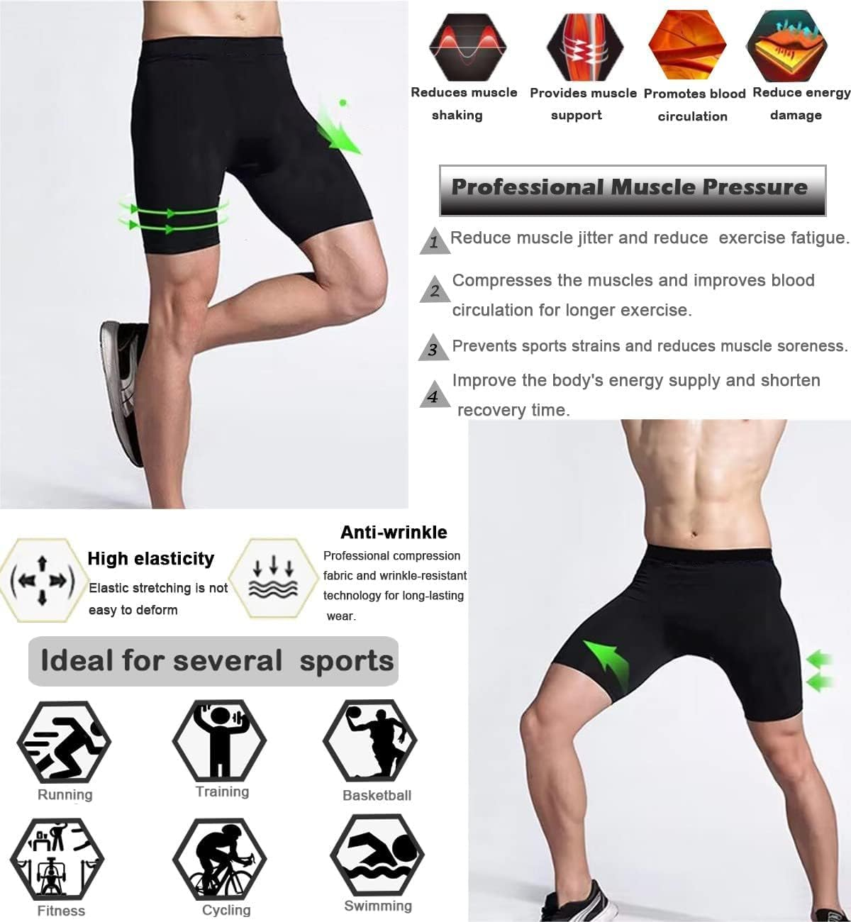 Men'S Compression Shorts Tight Base Layer Running Athletic Underwear Quick-Drying Sports Shorts Running Shorts image number 5