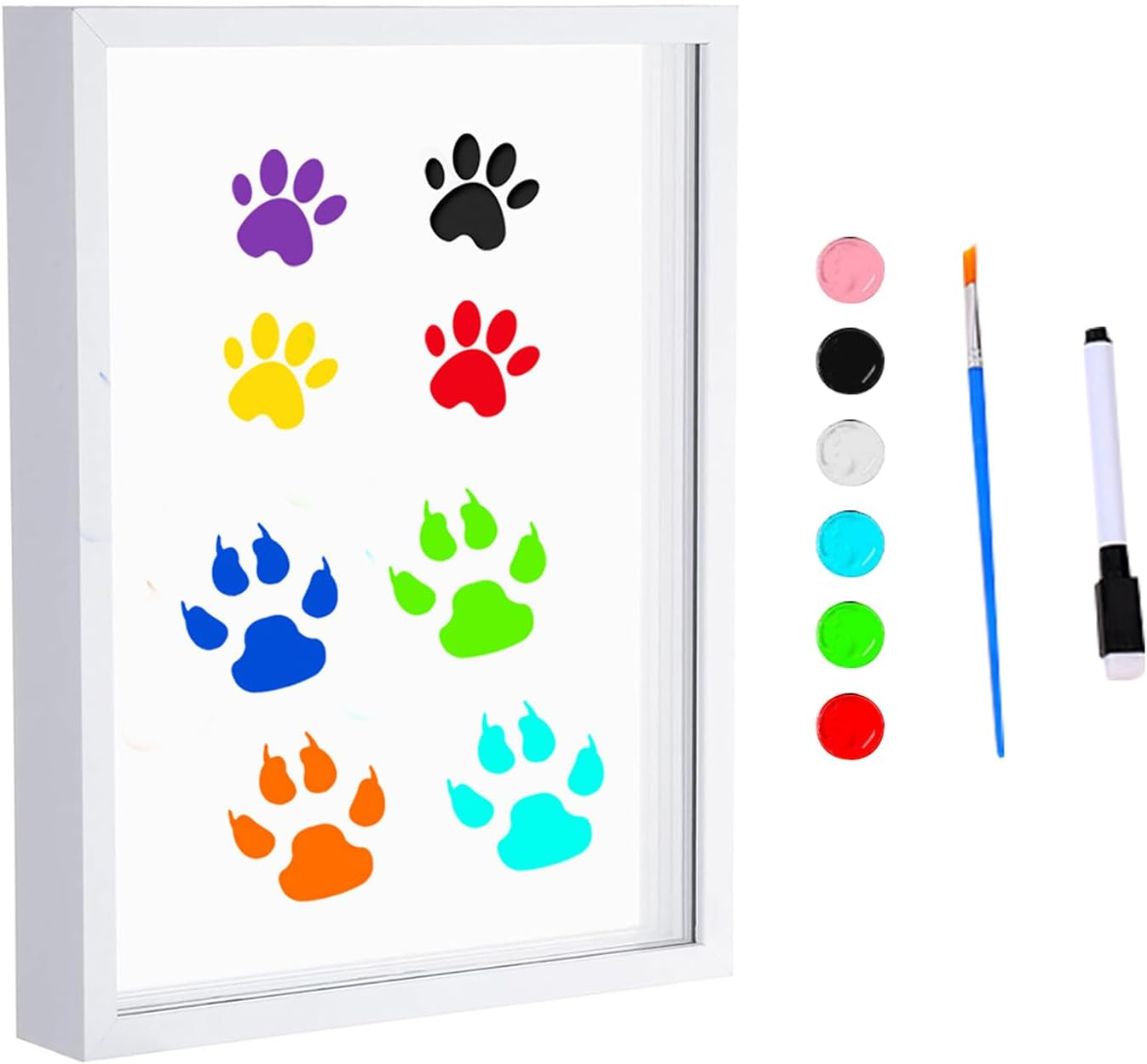 Family Handprint Art - Craft Keepsake Wooden Frame - Home Decor for New and Expecting Parents, Includes 6 Paint Colors and 4 Transparent Sheets