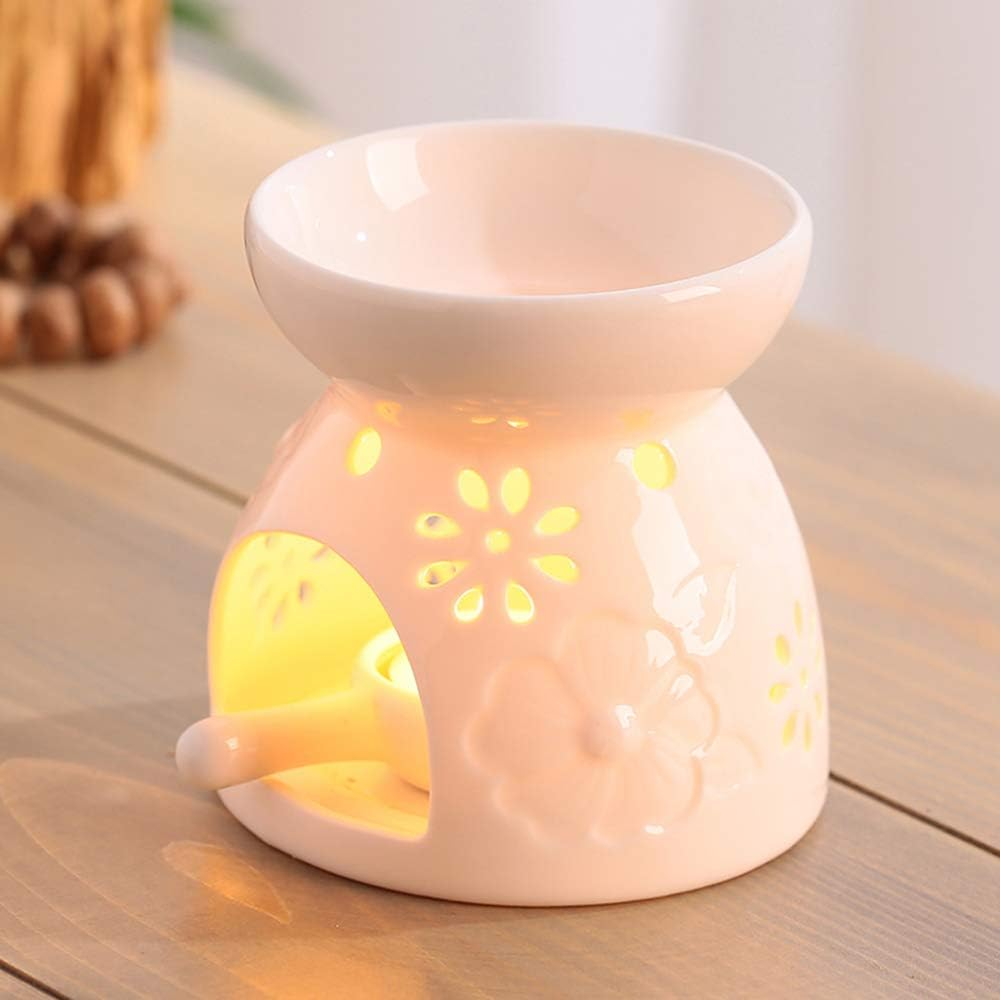 Sculpture Statue Antiques Collectables，Color Aromatherapy Aroma Burner Ceramic Oil Candle Wax Melt Burners Essential Oil Burner,Diffuser Wax Burner Home Bedroom Decor,B-40Ml-Matte image number 3