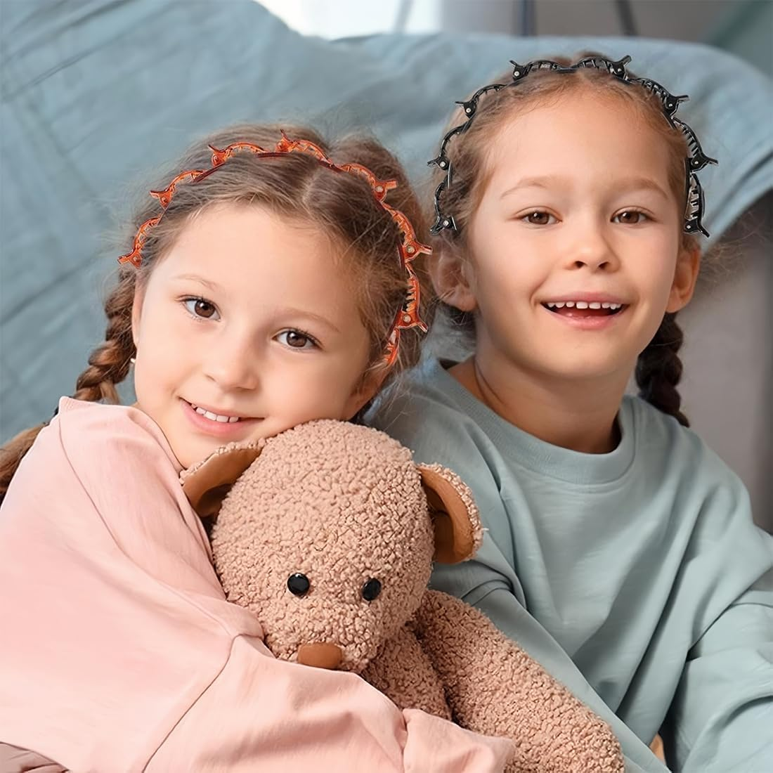 Pack of 2 Headband with Clips, Butterfly Clip Headband, Headband Clip, Double Bangs Hairstyle Hairpin, for All Hair Types and Hairstyles (Black and Brown) image number 3