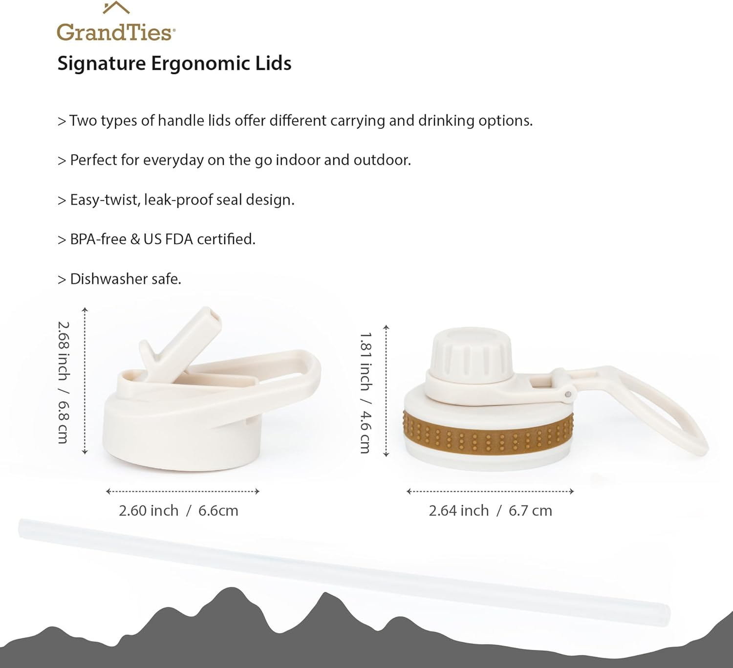 32Oz/946Ml Wide Mouth Insulated Bottle with Two Sport Lids Jumbo (Ivory White, 64Oz / 1.89L) image number 3