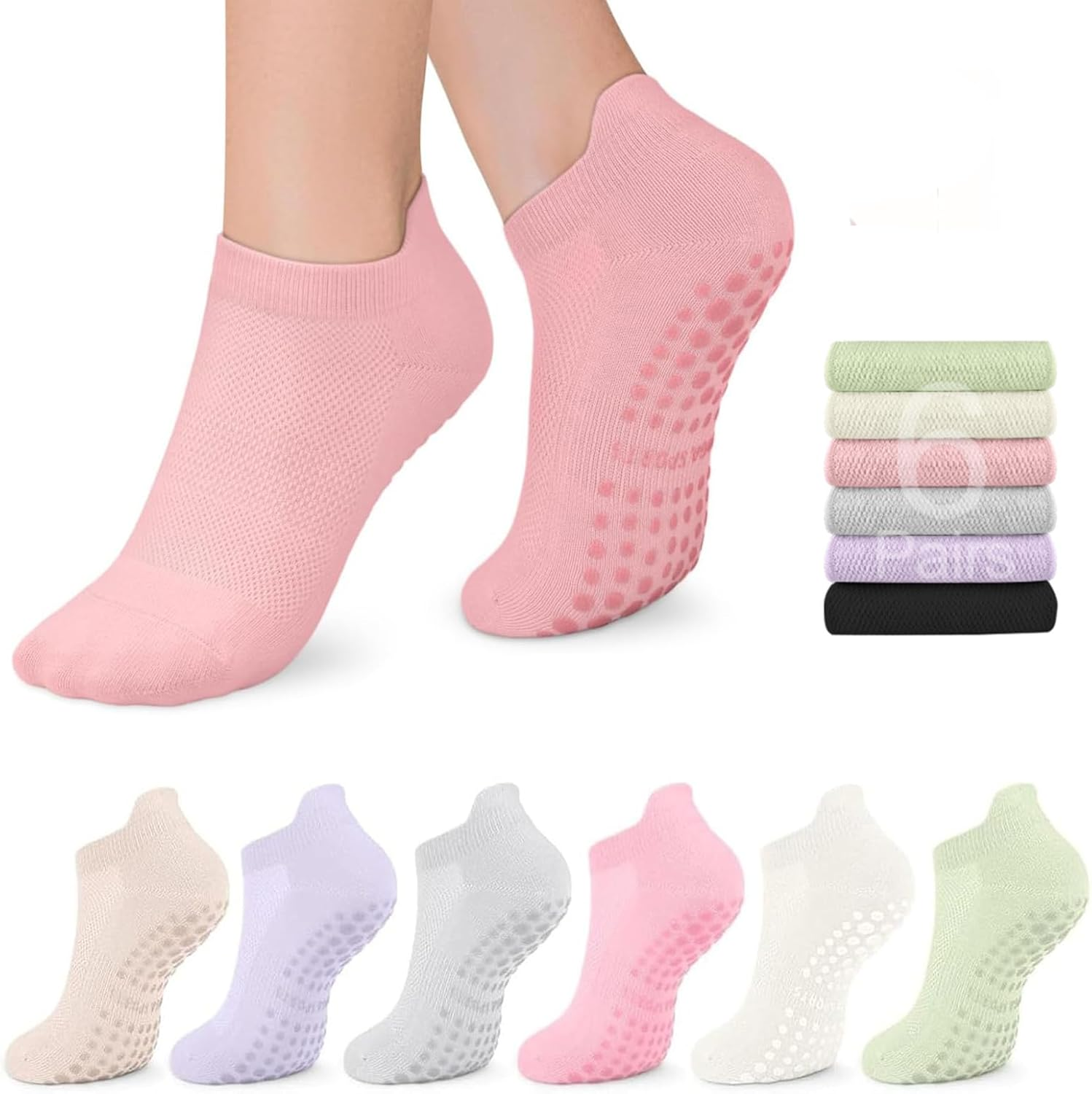 Pilates Socks,Dgbay Pilates Yoga Non-Slip Grip Socks for Women - Anti-Slip for Hospital, Dance, Barefoot Workout, Ballet