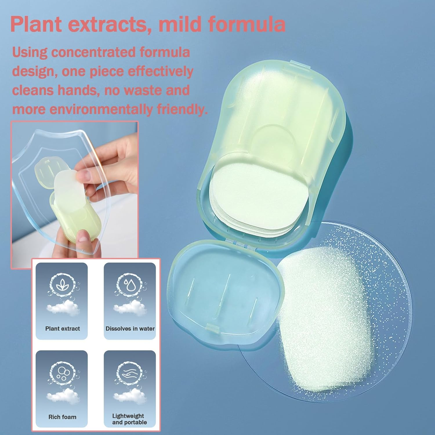 GIBENUO 6 Boxes (300 Sheets) Hand Washing Soap Sheets for Outdoor Travel,Portable Hiking Washing Hand Paper Soap for Travel, Party, School, Camping