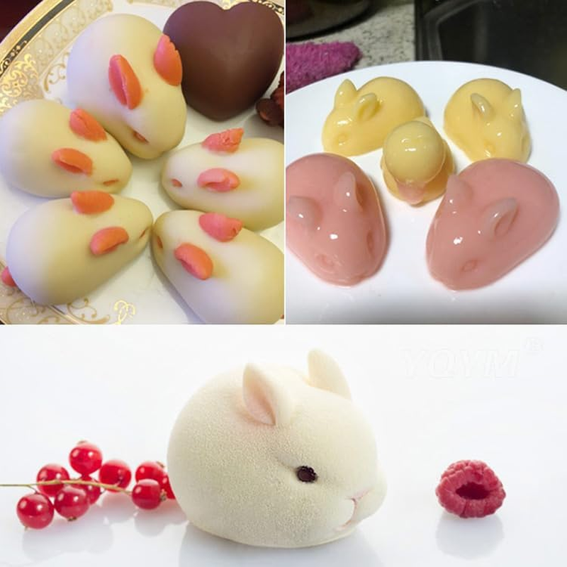 3D Easter Bunny Silicone Molds Rabbit Chocolate Mold - Mousse Cake Mold French Dessert Baking Pan Cupcake Pastry Jelly Ice Cream Candy Butter Fondant Pan DIY Shape Decorating Bakeware Trays Plaster image number 2