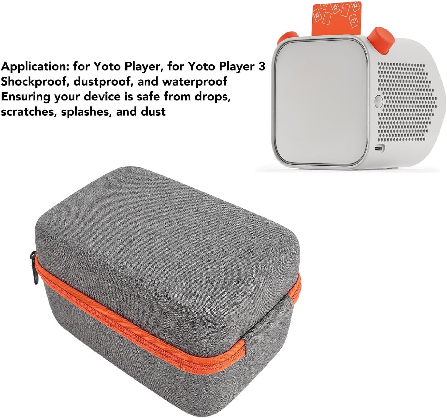 TOPINCN Hard Case for Player 3 Speaker, Grey Nylon EVA Material Waterproof Protective Bag, Scratch Proof Portable Case for Kids Music Player,For image number 2