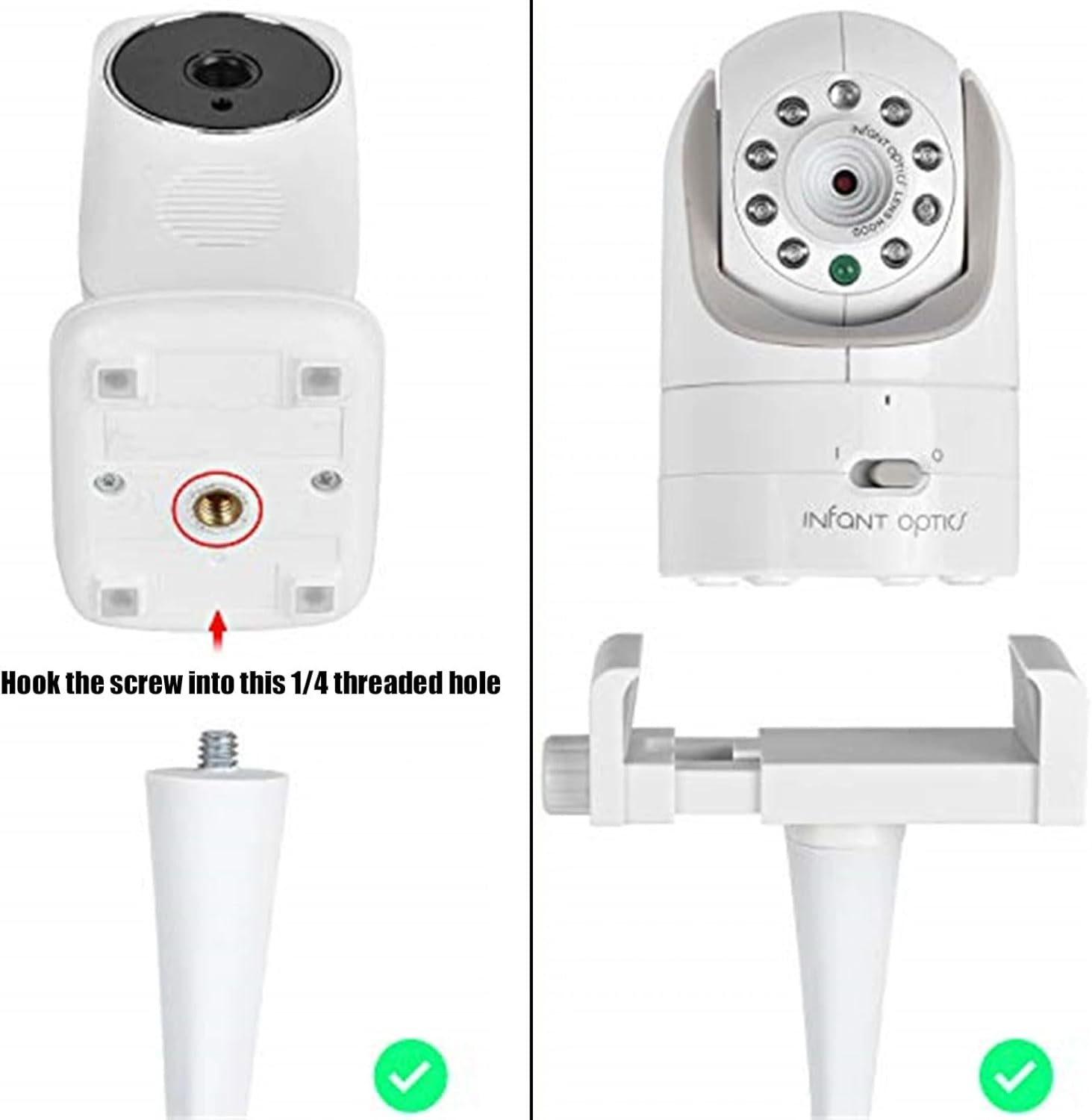 Baby Monitor Mount Shelf Compatible with Infant Optics DXR 8 & DXR-8 Pro Universal Camera Holder Secure Attachment for Crib Cot Shelves or Furniture Baby Monitor Stand (White) image number 2