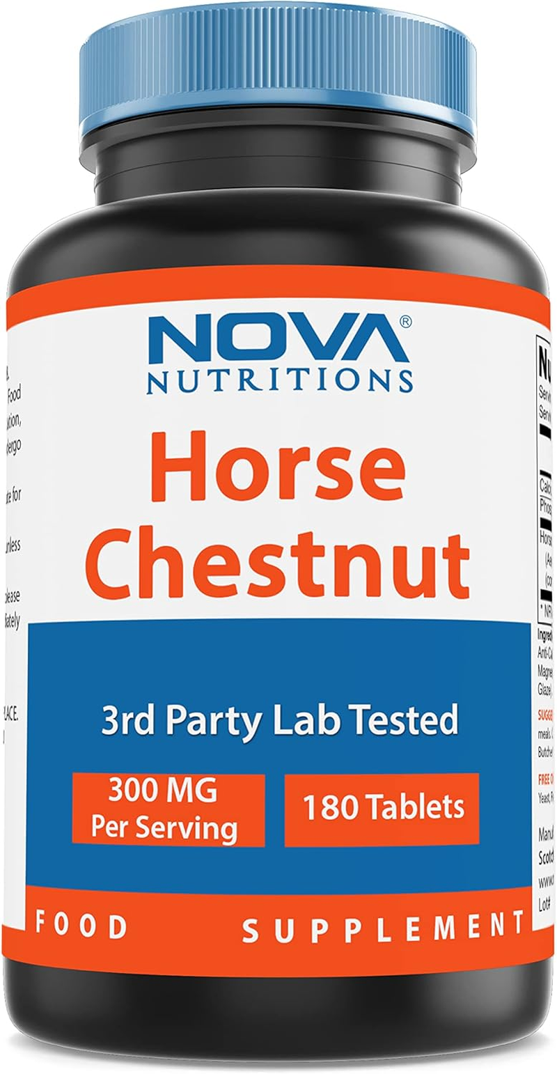 Nova Nutritions Horse Chestnut Seed Extract 300 Mg (Non-Gmo) Tablets Naturally Contains Aescin Which Promotes Healthy Leg Vein & Circulation 180 Count image number 3