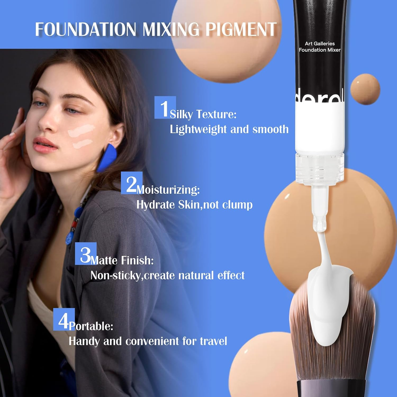 DAGEDA White Color Correct Foundation, Foundation Mixing Pigment for Adjusting Shade, Long Lasting Silky-Smooth Liquid Foundation, Light and Easy to Blend with Foundation, 0.67Oz image number 6
