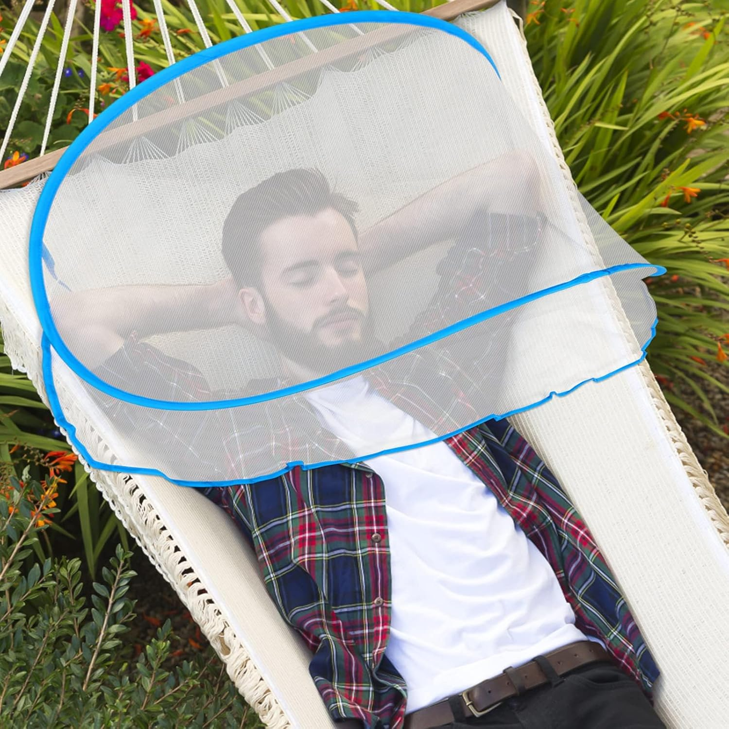 Portable Mosquito Net Tent, Folding Mosquito Head Net, Pop up Tent Netting for Bedding Camping Traveling Patio (1 Pack, Large), White image number 1