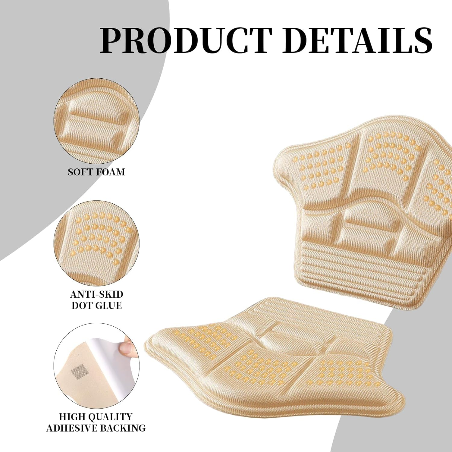 10 Pairs Heel Cushion Inserts, Leather Heel Grips Liners for Comfort and Protection, Reusable Shoe Pads with Adhesive Backing, Ideal for Boots, Sport Shoes, and Heel Blister Prevention image number 2