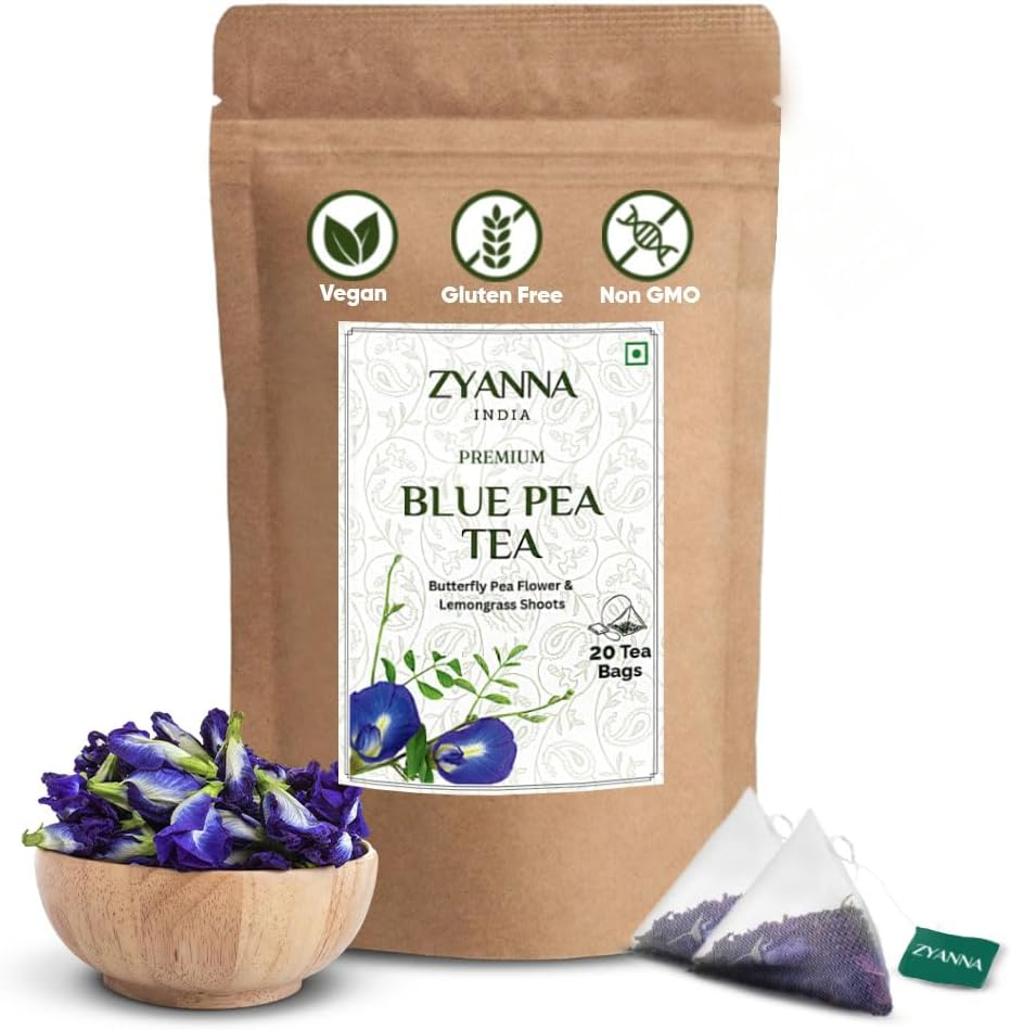 Zyanna Butterfly Pea Flower Tea with Lemongrass &ndash; 20 Pyramid Tea Bags | Caffeine-Free Herbal Blue Tea | Vegan & Non-Gmo | Natural Color for Cocktails, Mocktails | Brew Hot or Iced image number 3