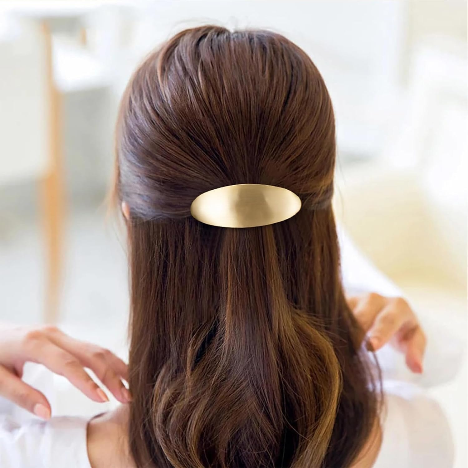 TELAIN Large Oval Metal Hair Clip in Gold Vintage French Design for Thick Long Hair Wedding Party Hair Accessories image number 1