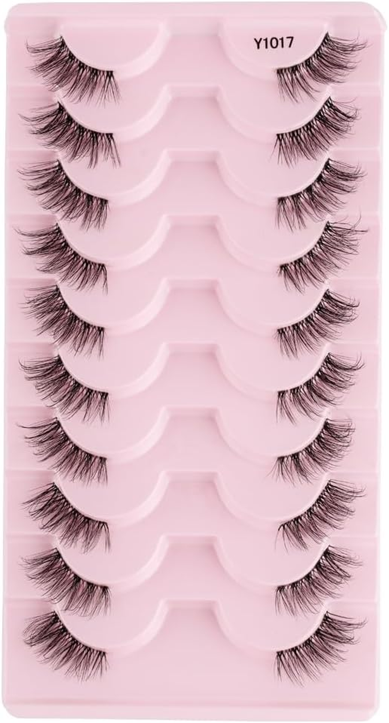 SULV I1016-1028# Series,10 Pairs Pack False Eyelashes Cat Eye Faux Mink Lashes Natural Look Fluffy Wispy Lashes That Look like Extensions D Curl Lash Strips Short Fox (10 Pairs Pack -Y1026)