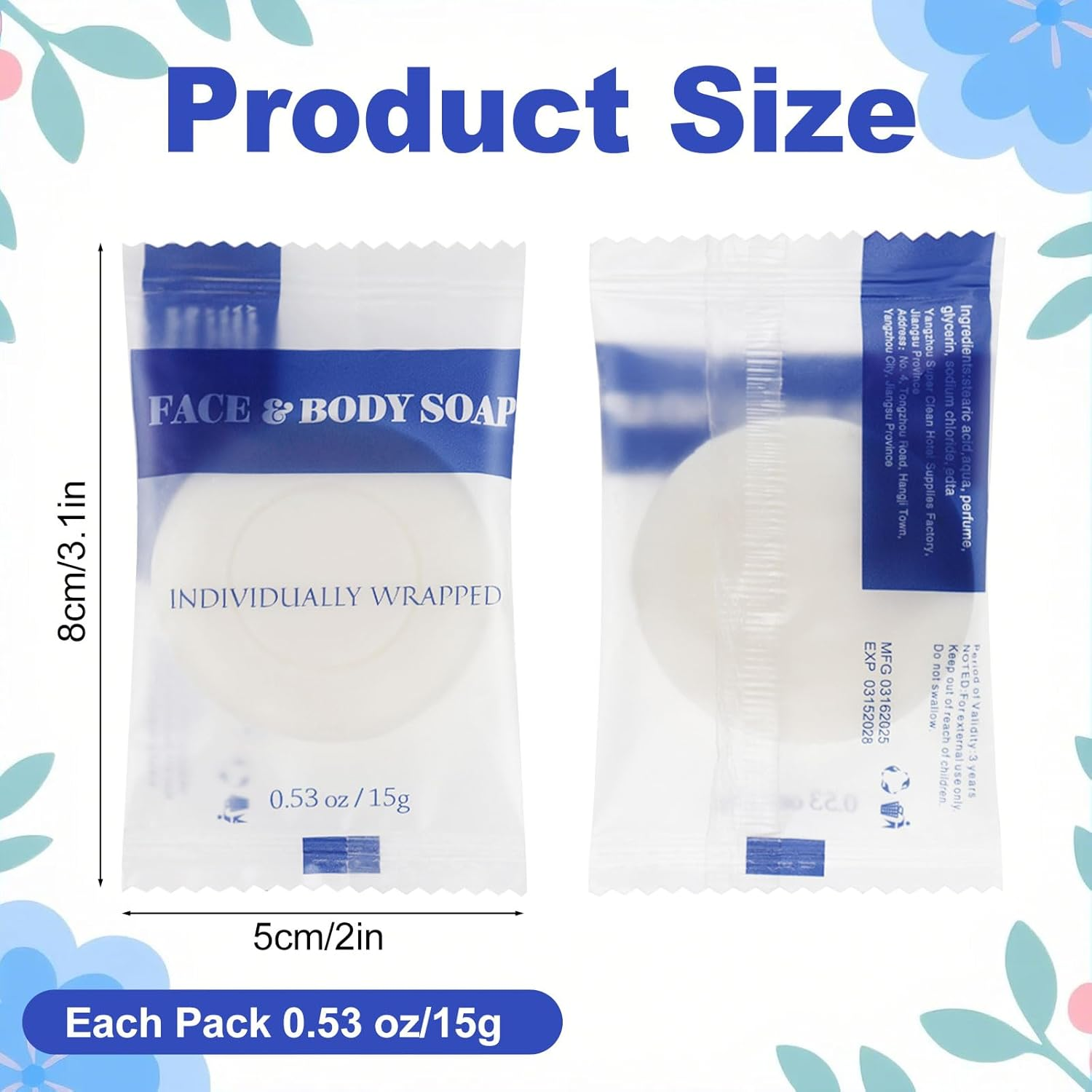 Travel Size Bar Soap in Bulk, Individually Wrapped Disposable Mini Soap for Hand Face & Body Mini Toiletries Amenities Kit Hotel, Shelter/Homeless/Nursing Home/Charity/Motel/Guest 0.53 Oz (60 Pack) image number 6