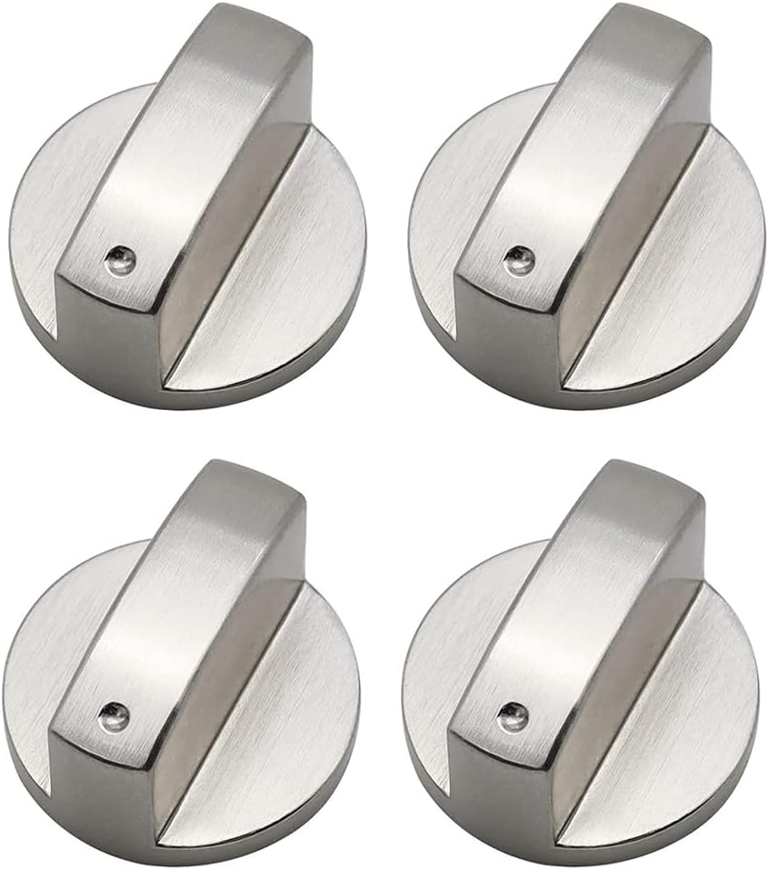 4 Pcs 6MM Silver Gas Hob Knobs - Universal Metal Switch for Kitchen Cooker Stove Oven Cooktop image number 2