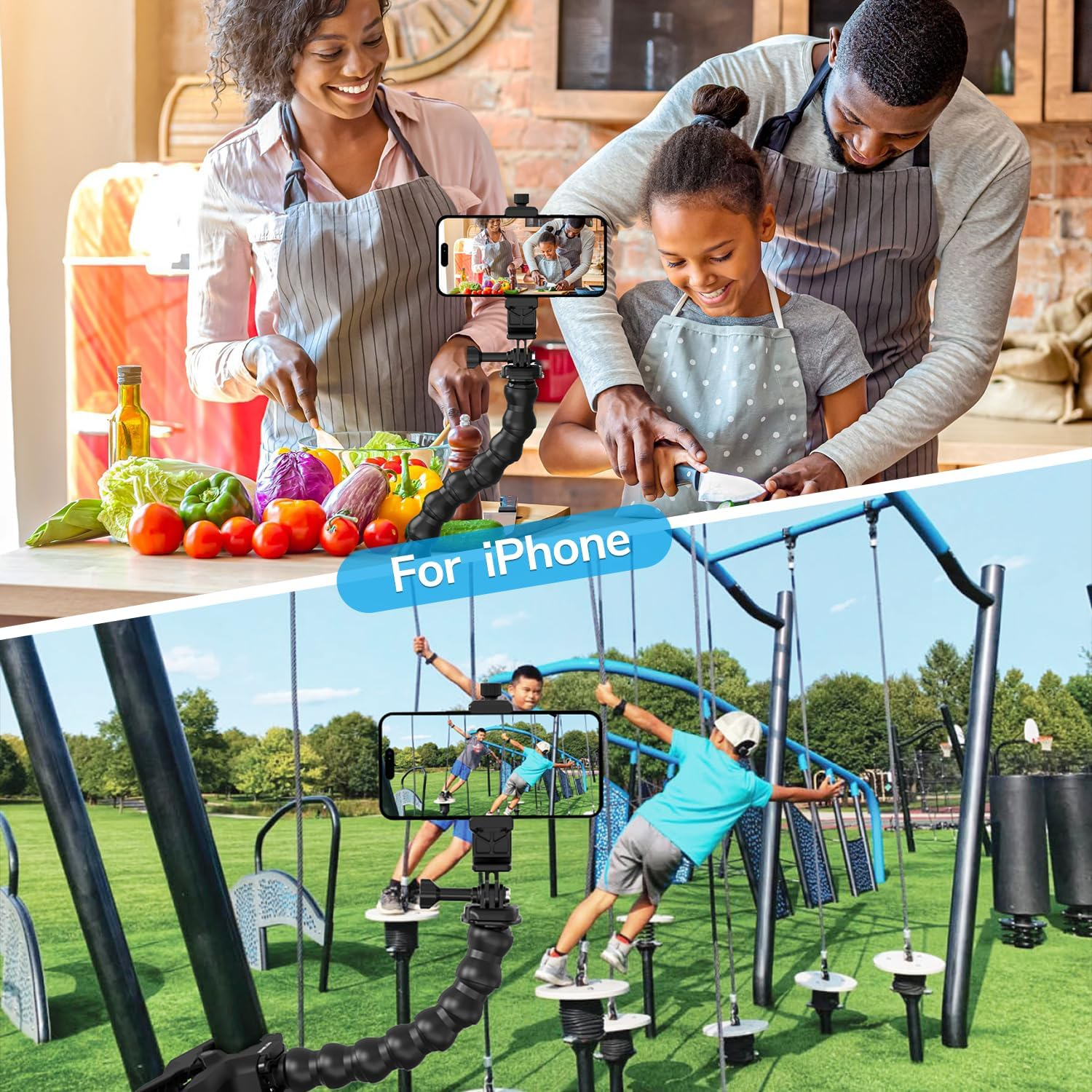 Sametop Phone Holder Clamp Mount Gooseneck Clip Cell Phone Stand for Desk Pole Compatible with Iphone 16 15 14 Pro Max plus 13 12 11 SE XS XR X 8 7 6 Samsung Gopro and All 4-7" Devices image number 1