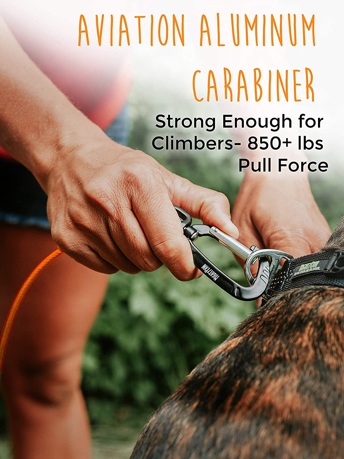 Mighty Paw Chew Proof Dog Leash - Six Foot Metal Cable Lead, Non Chewable Braided Cord with Padded Handle. Chew Resistant, Great for Large Dogs and Teething Puppies (Orange) - Green image number 6