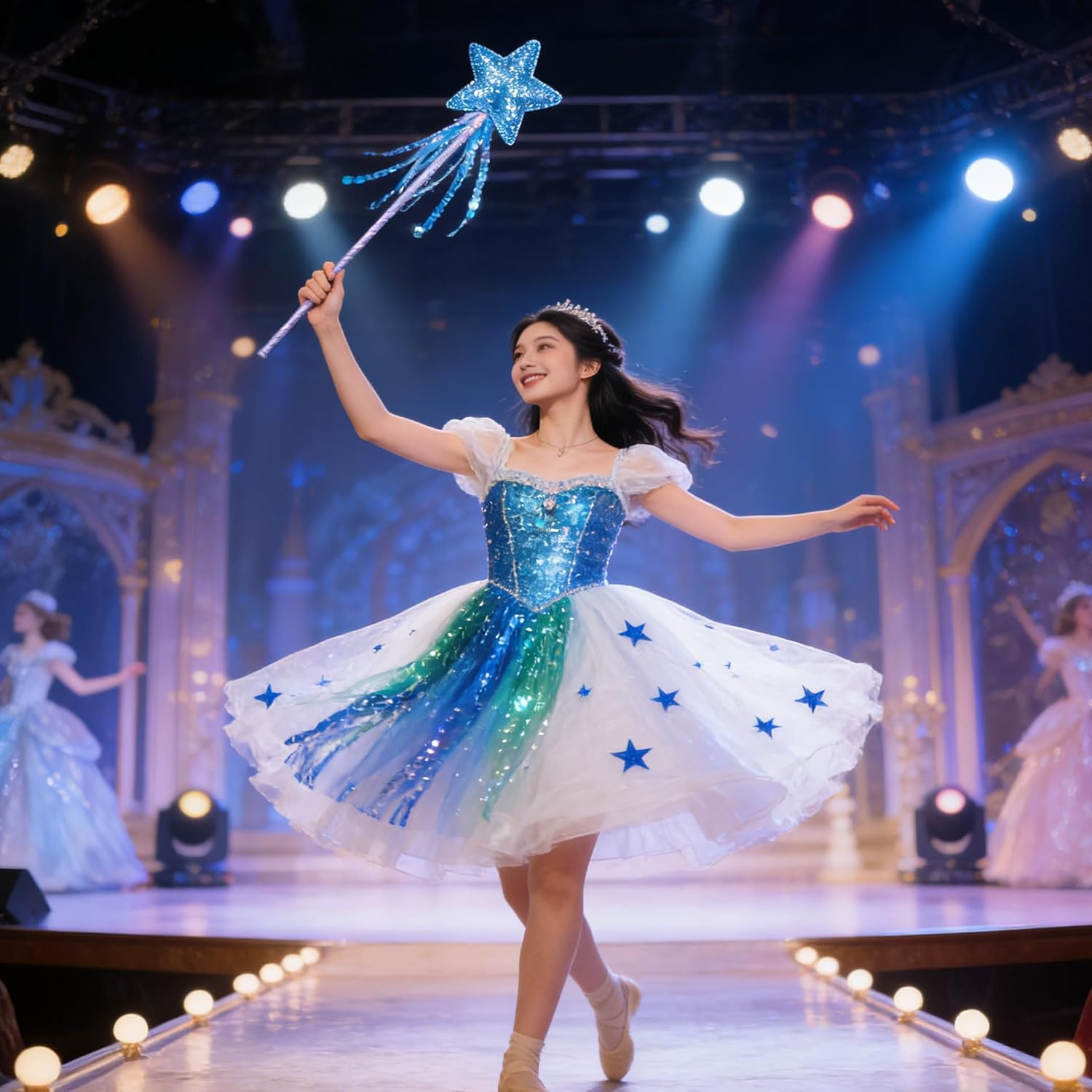 Prasacco 3 Pieces Magic Wands for Kids Glitter Princess Wands Star Wand Toy Sticks for Girls Fairy Wand for Christmas Costume Props Birthday Party Supplies