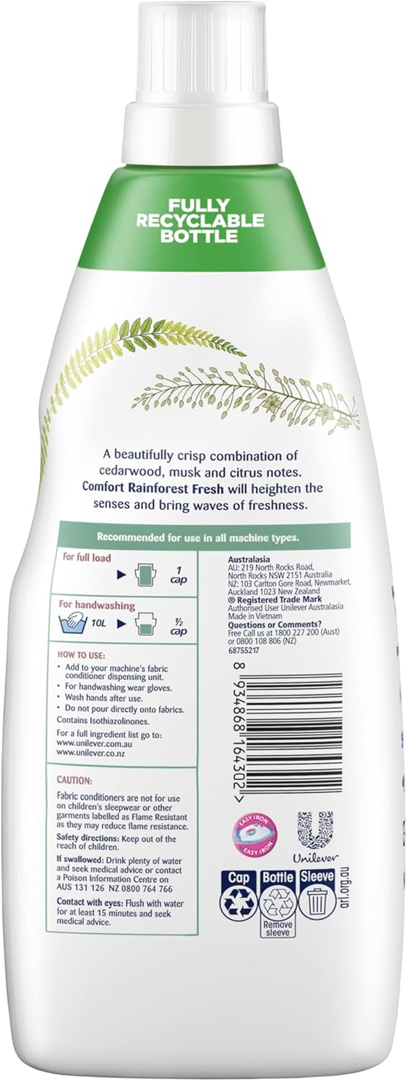 Comfort Concentrate Liquid Fabric Conditioner & Softner 900Ml, Fragrance Collection RAINFOREST FRESH, 28 Days of Freshness image number 5