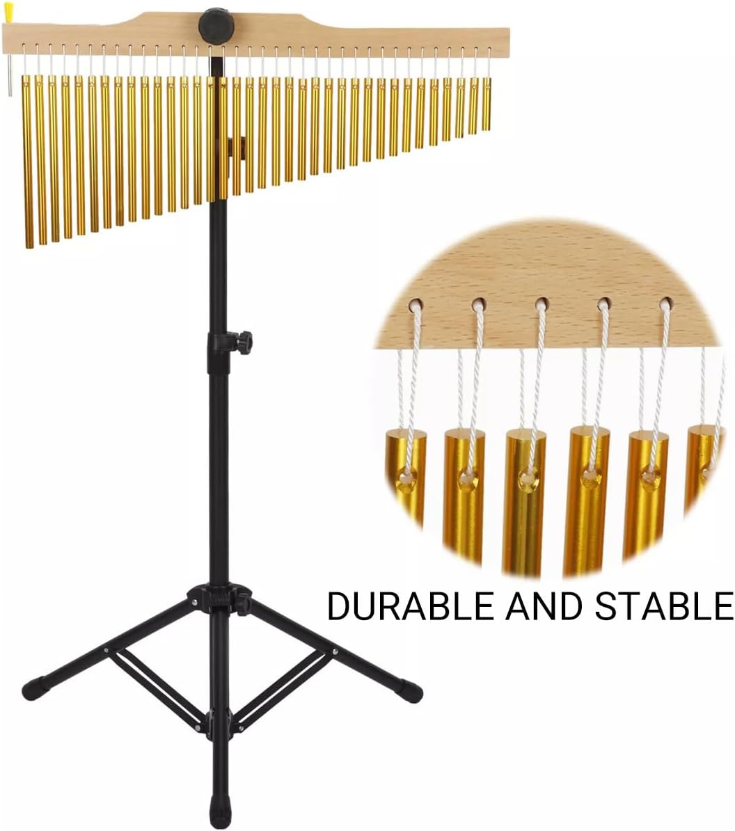 AIMALL 36-Tone Wind Chime Tree Percussion Instrument with Metal Rods and Wooden Frame for Orff Classroom Stage Performance Music Therapy 22.83X46.45In image number 2