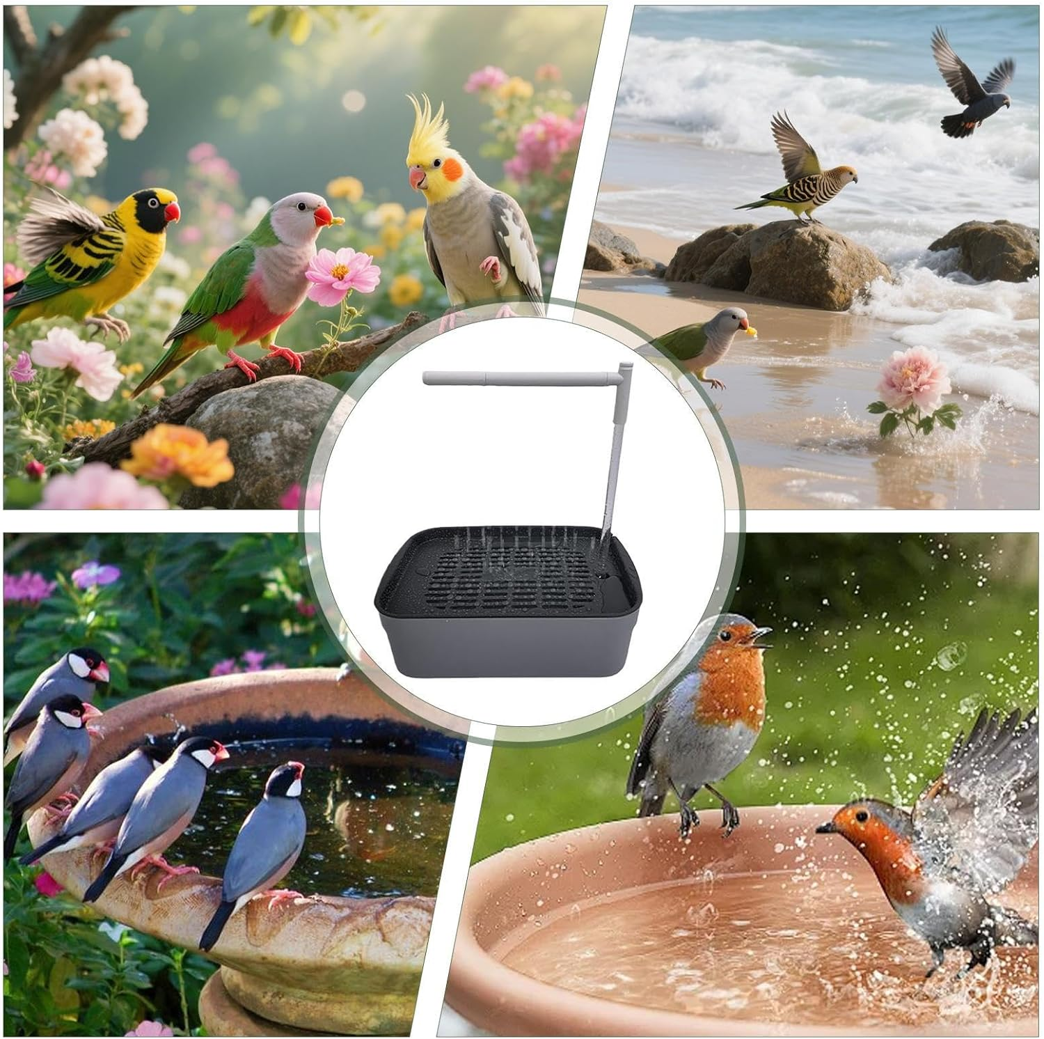 Yidueace Parrot Bath, Automatic Budgie Bath Shower, Rechargeable Tub with Circulation Tap, Bath Accessories for Small and Medium Parakeets and Lovebirds image number 4