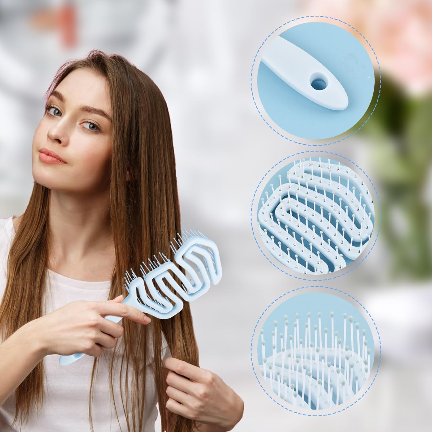 Detangling Hair Brush without Pulling for Women Men Children, Curl Define Styling Brush, Etangling Hair Brush, Boar Bristles, Brush for Curly Hair, Curl Brush for Wet Dry Hair image number 2