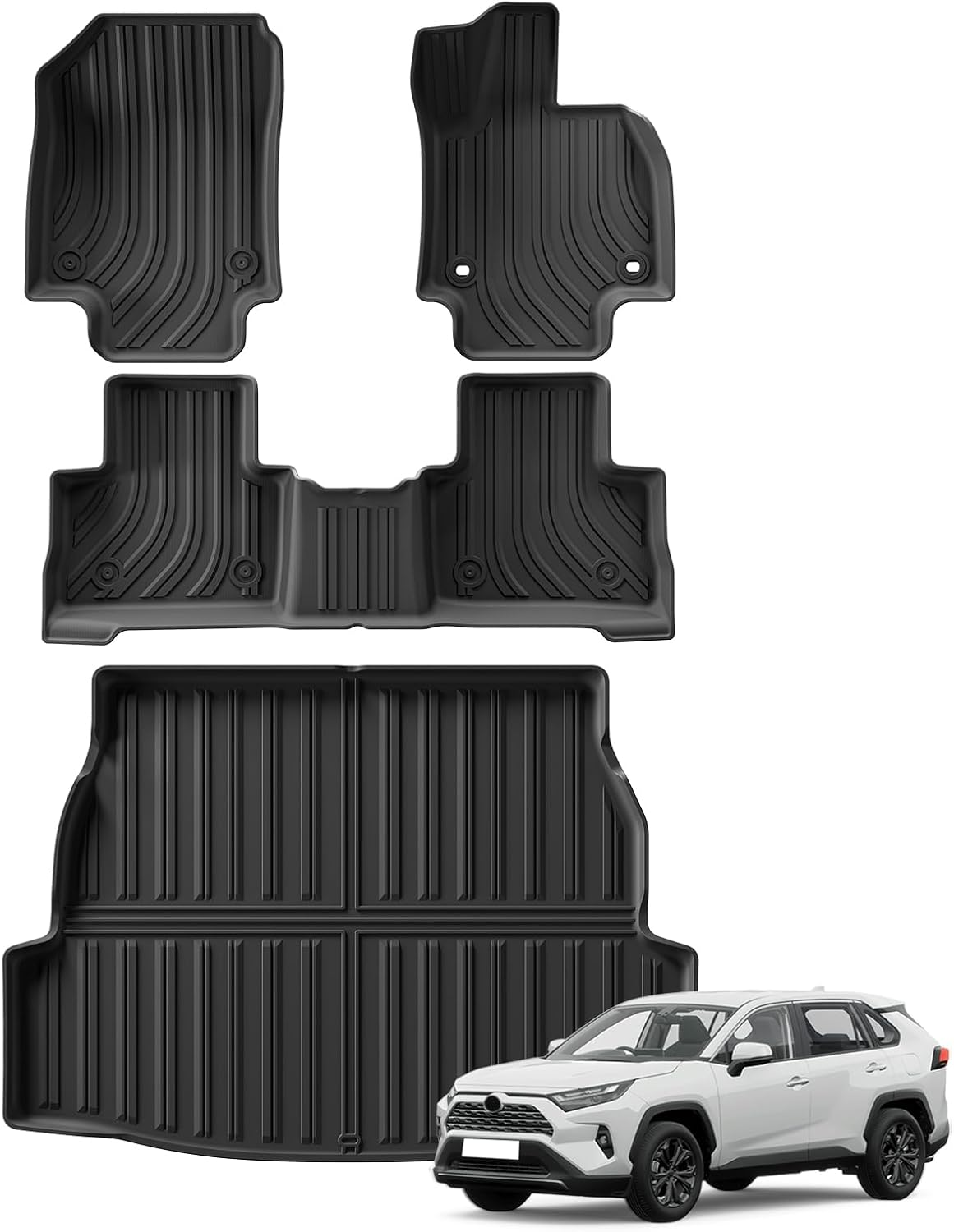 Foot Mats & Cargo Liner for Toyota RAV4 2025 2024-2019 TPE Floor Mats Trunk Mat Car Mats Accessories - Only Fit Right Hand Drive image number 1